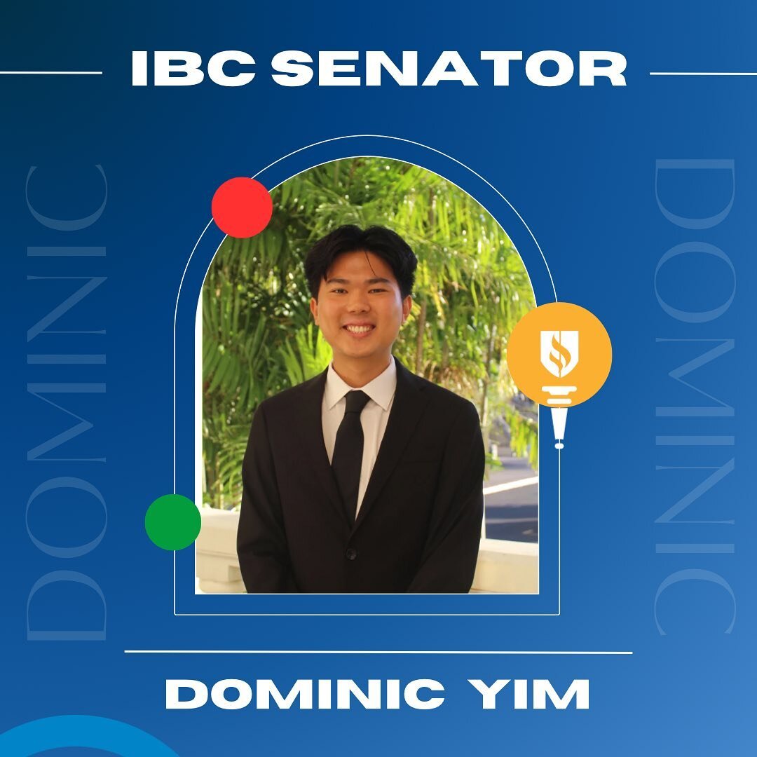 ⭐️Introducing Dominic Yim ⭐️ This semester IBC Senator!

Swipe &gt;&gt; to learn more about Dominic! Stay tune for his EB Takeover🤩