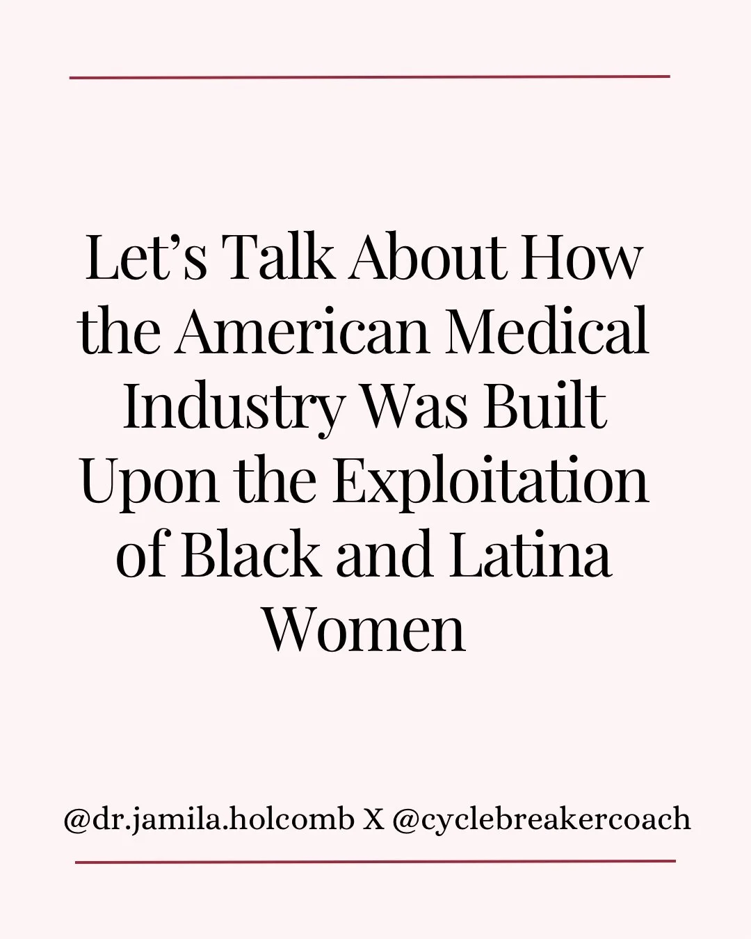 Let&rsquo;s be honest: the foundation of American medicine includes the exploitation of Black and Latina women.

Our pain dismissed.
Our bodies used without consent.
Our autonomy stripped because our humanity was denied.

From nonconsensual experimen