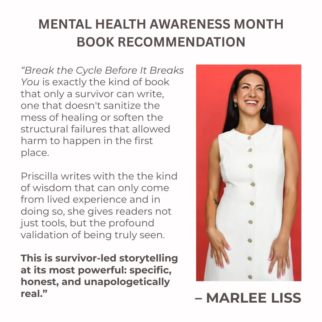 Honored to receive this recommendation from my friend + award-winning speaker, somatic educator, survivor advocate, founder of @survivors4justicereform, and author @marleeliss 💛

I wrote this book from my heart for survivors, cycle breakers + disrup