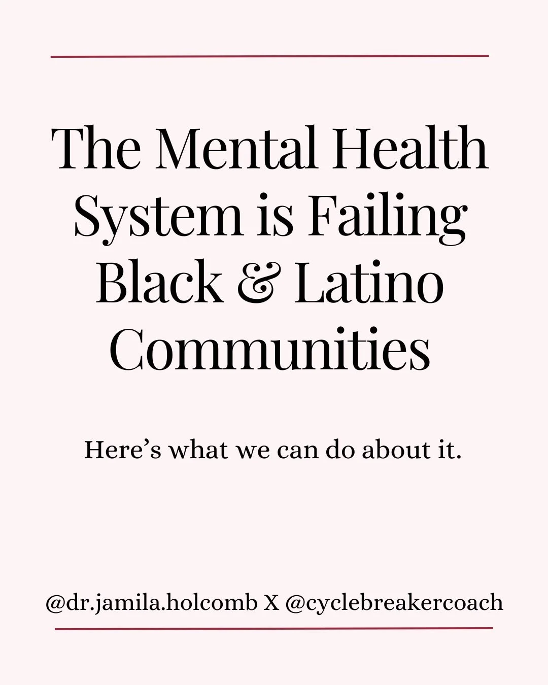 The mental health system is failing Black and Latino communities + people are feeling the impact every single day. Too many of us are navigating racism, housing insecurity, immigration stress + lack of healthcare access 

We deserve culturally respon