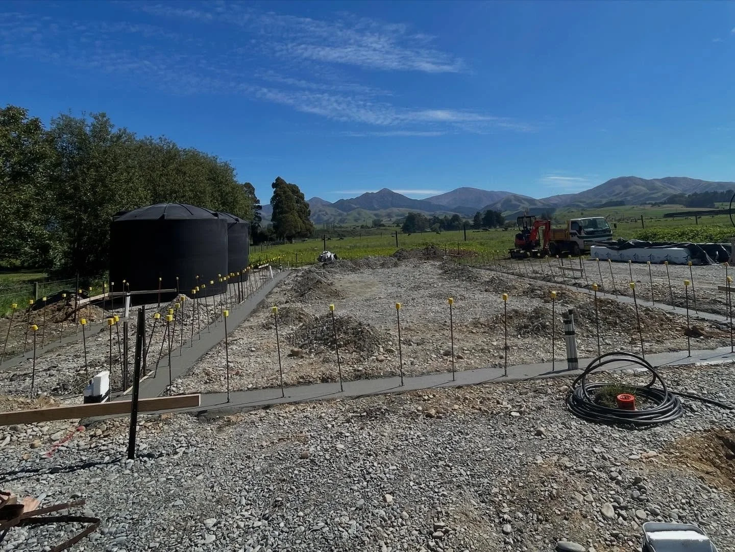 🏗 concrete block foundations completed 

Progress update 👇

Stage 1: Site prep &amp; digging the footings 
Stage 2: Steel &amp; inspections
Stage 3: Concrete pour ✅

Shed home slab poured today &mdash; curing underway before we kick into the block 