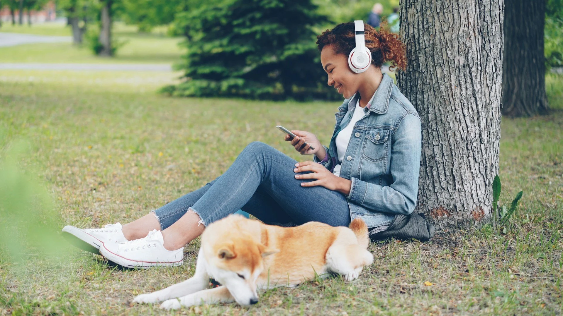 Podcast in nature with dog.jpg