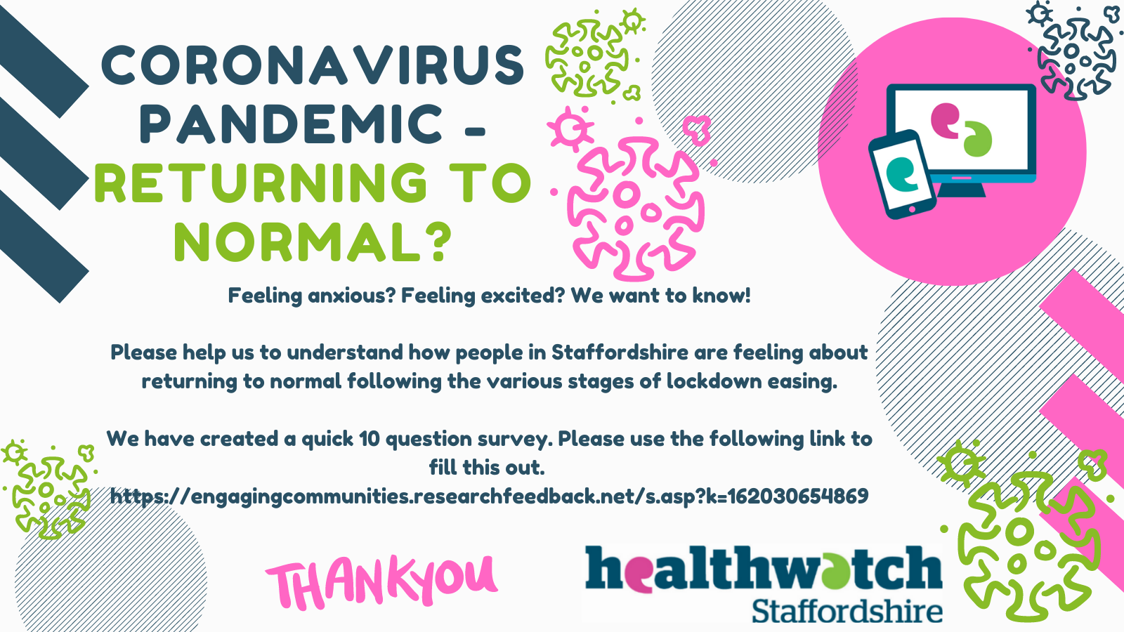 Coronavirus Pandemic - returning to normal? Healthwatch Staffordshire wants your views
