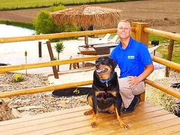 President and Founder Dave Hydock with official Deck Rescue Happiness Coordinator, Cody