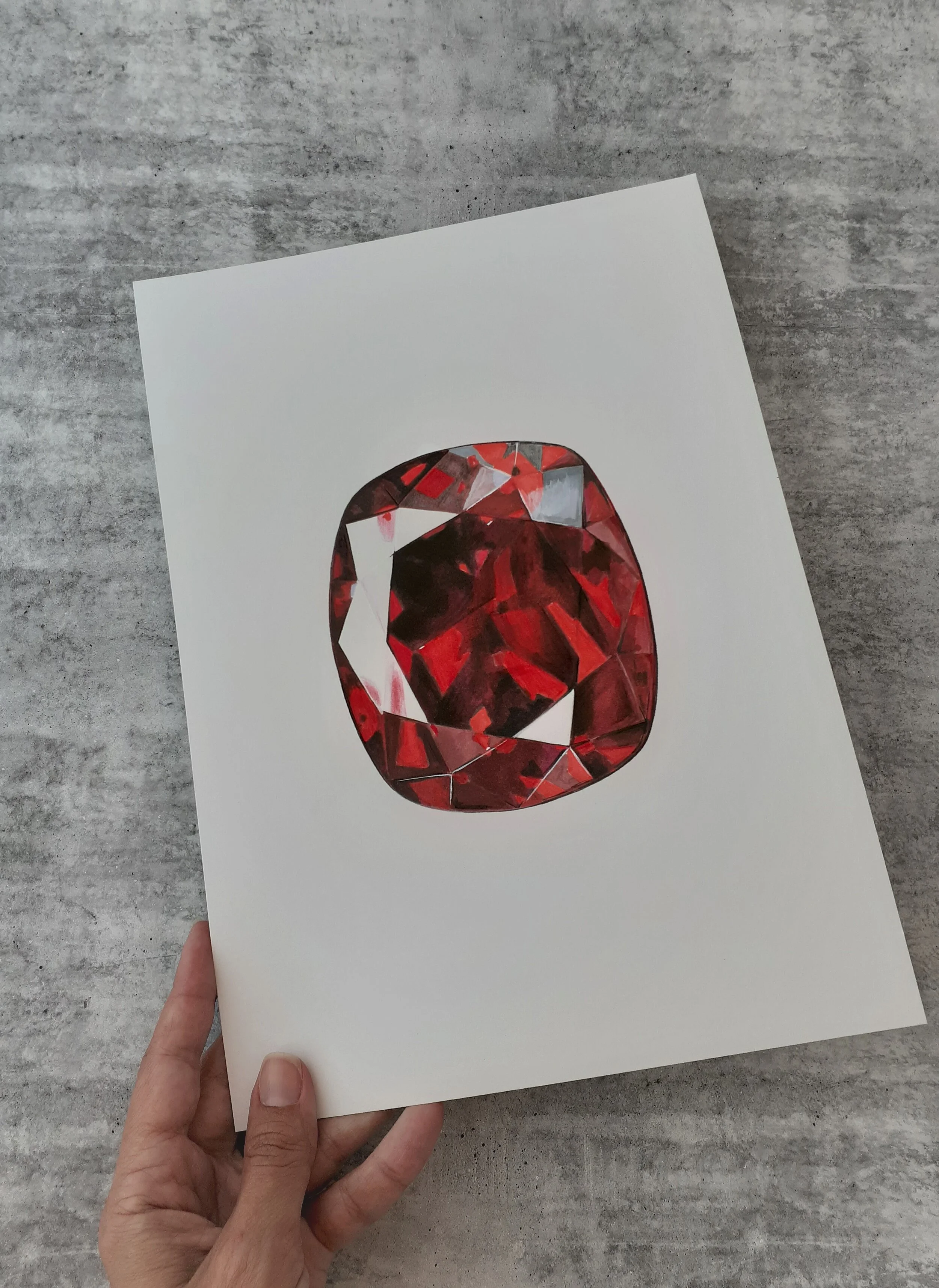 Red Pyrope Garnet gemstone illustration print — REFINERY ROW