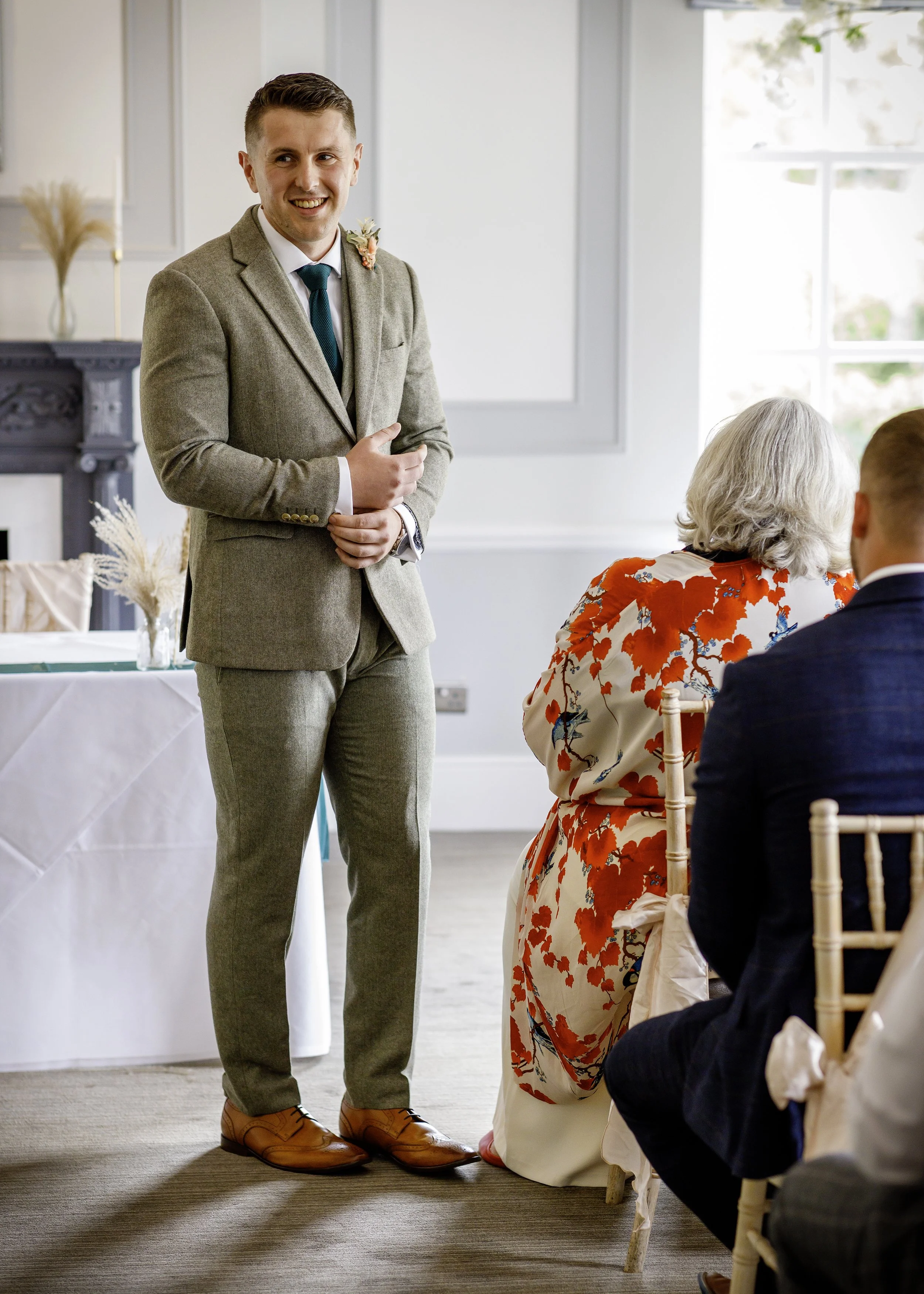 Woldingham Golf Club - Caterham Wedding Photography - Surrey Wedding Photographer - candid shot of the groom before the ceremony