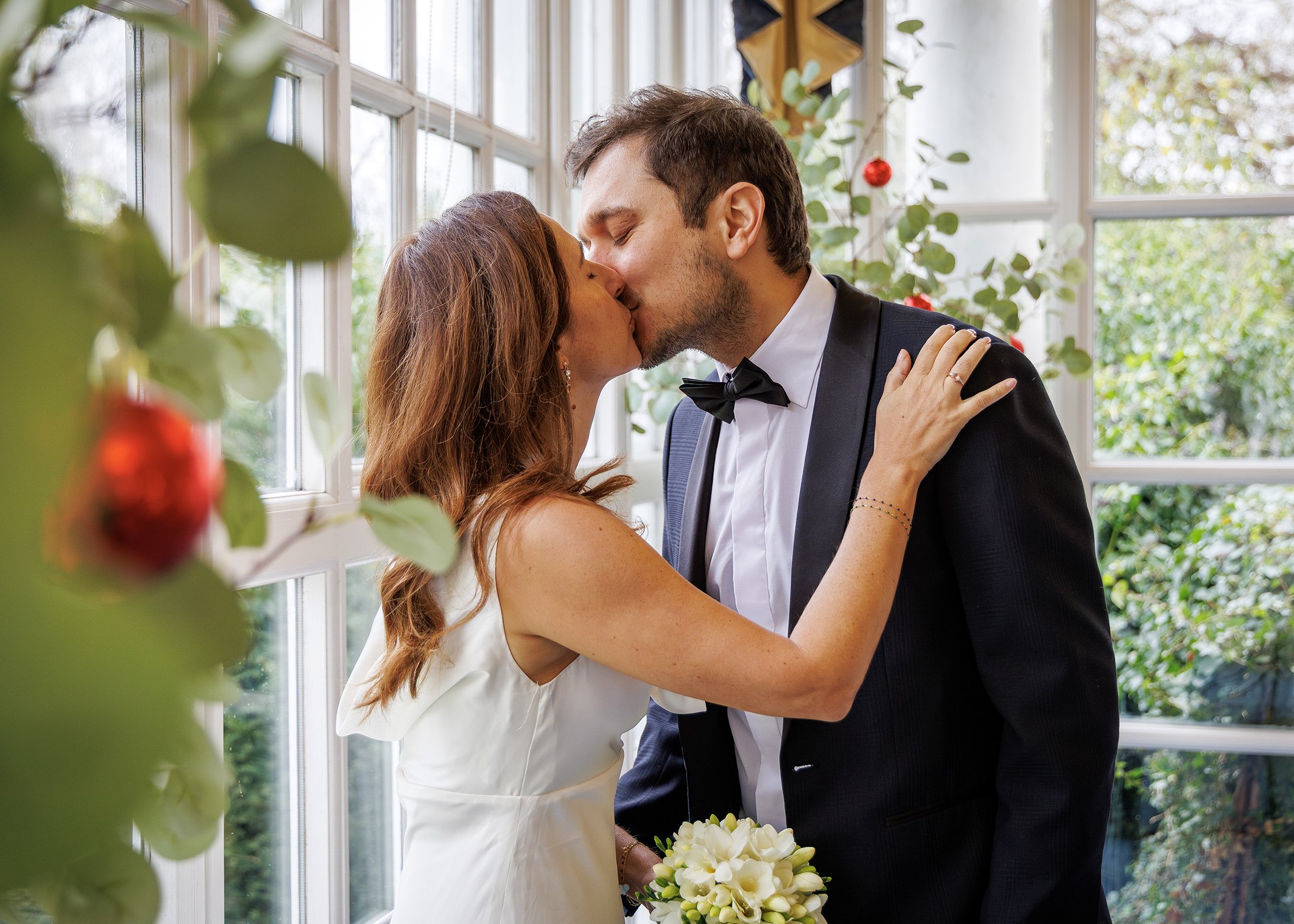 Natural wedding ceremony at Leatherhead Registry Office - The garden at The Mansion - Register Office Wedding Photography in Surrey