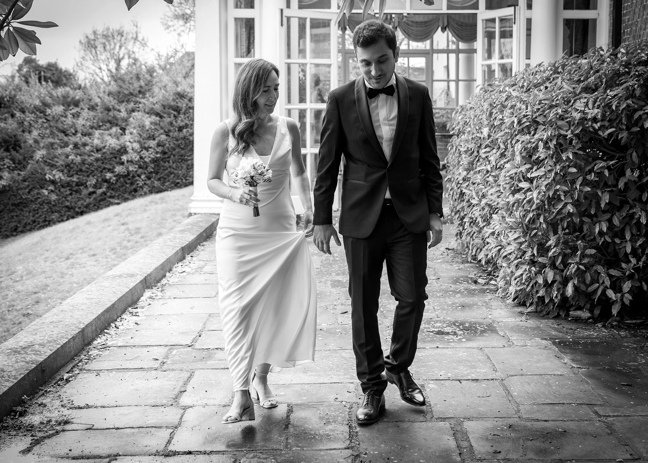 Natural wedding ceremony at Leatherhead Registry Office - The garden at The Mansion - Register Office Wedding Photography in Surrey