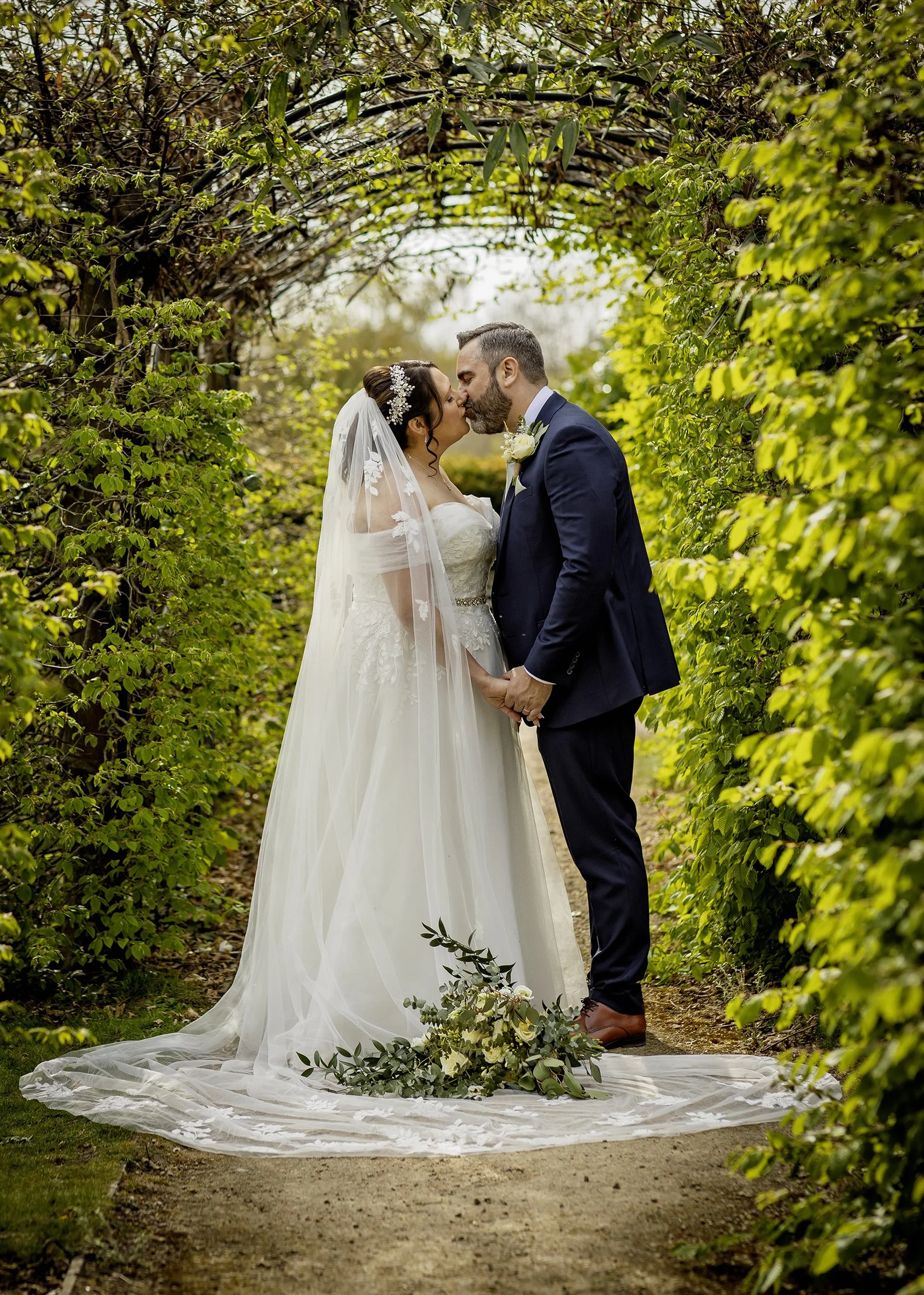 Natural wedding ceremony at Leatherhead Registry Office - The garden at The Mansion - Register Office Wedding Photography in Surrey