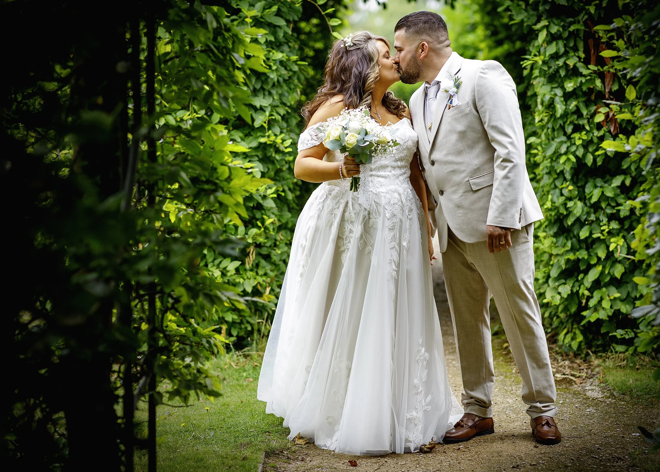 Natural wedding ceremony at Leatherhead Registry Office - The garden at The Mansion - Register Office Wedding Photography in Surrey