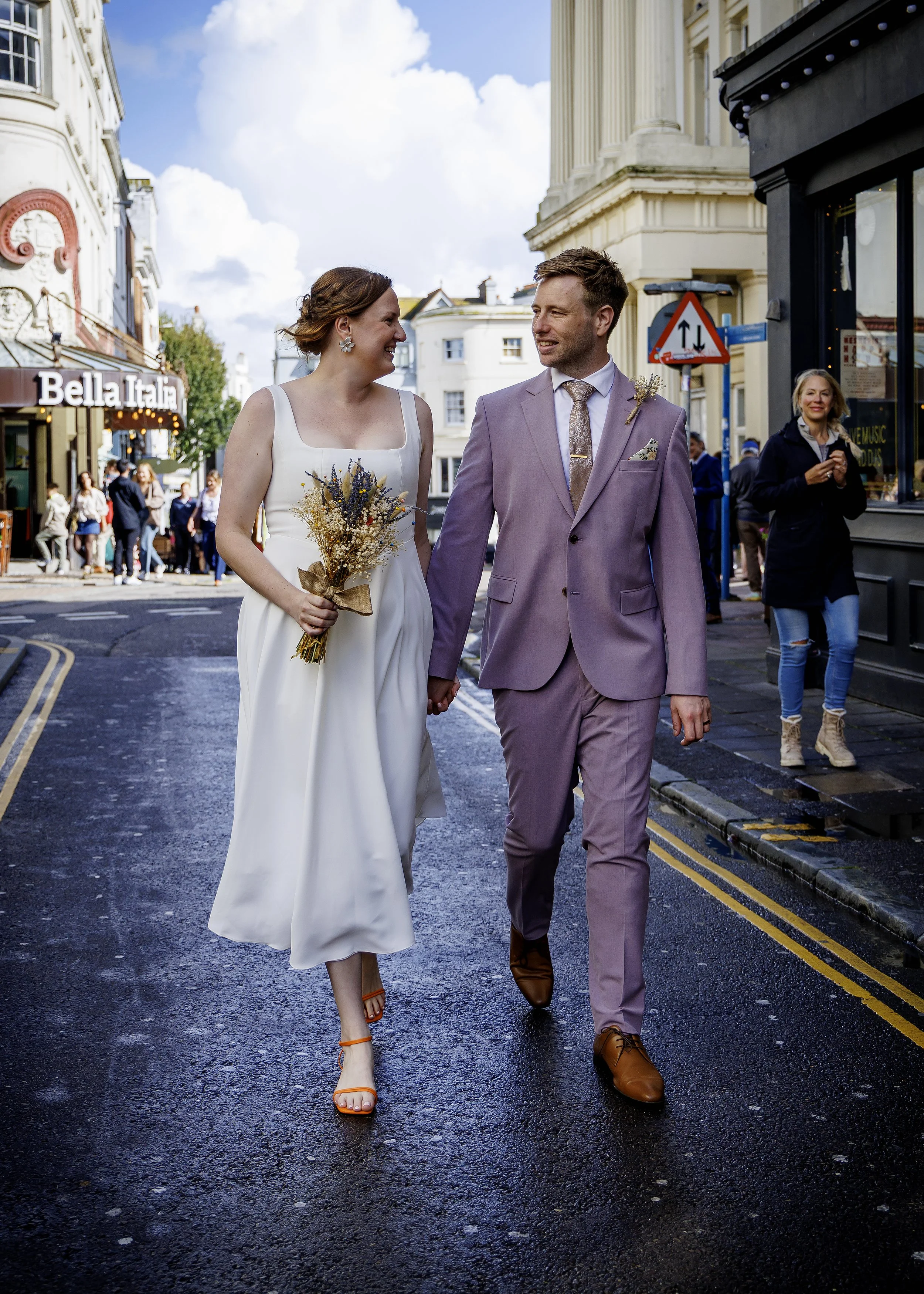 Candid moments of a newly married couple in the heart of Brighton city centre