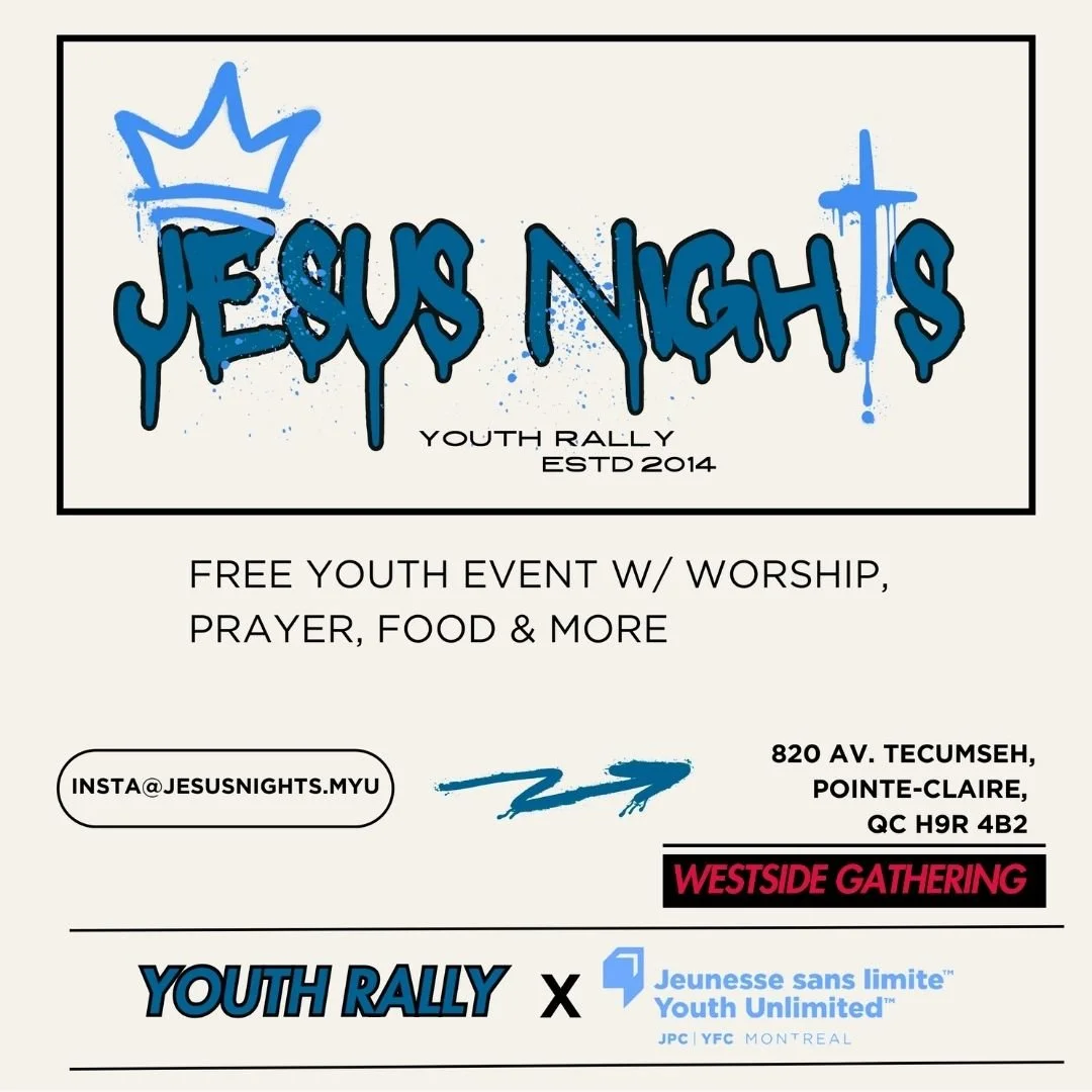 Hey everyone, 🔥 Friday we're back for our Winter Kick Off at 7 PM for JESUS NIGHT of 2025!

📍 Event Address
820 Av. Tecumseh, Pointe-Claire, QC H9R 4B2 - Westside Gathering

➡️ What&rsquo;s waiting for you?
🙌 Live worship
🎯 Fun games
💬 Amazing y