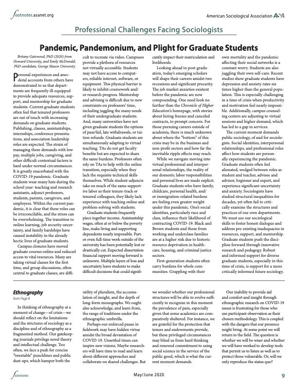 Pandemic, Pandemonium, and Plight for Graduate Students