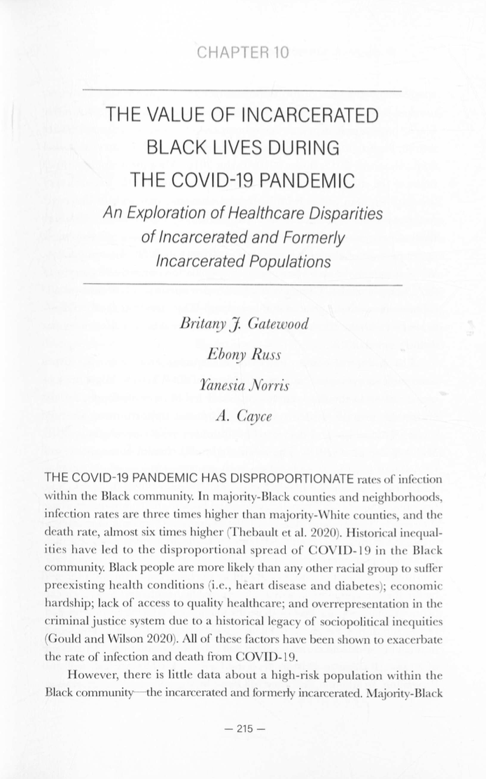 The Value of Incarcerated Black Lives during the COVID-19 Pandemic