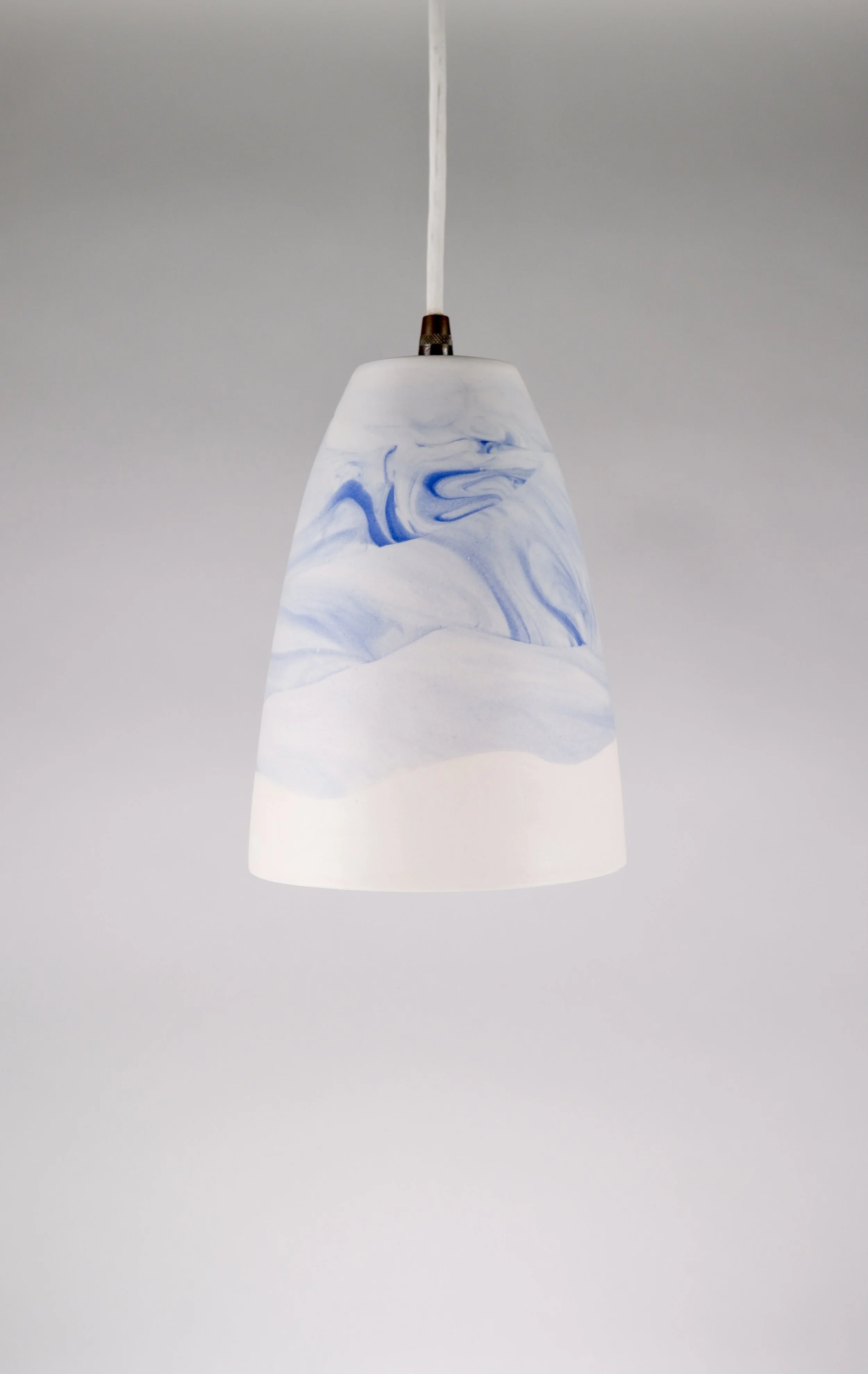 Translucent Blue and White Marble Pendant Light