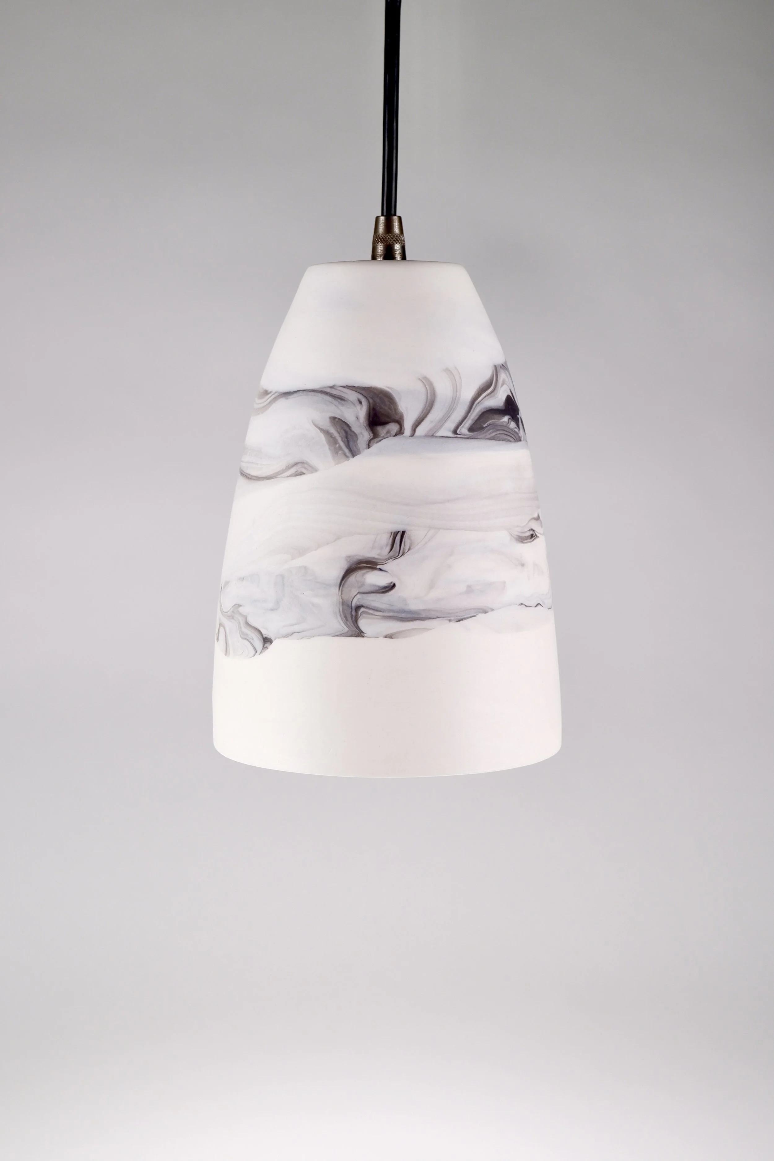 Translucent Black and White Marble Pendant Light