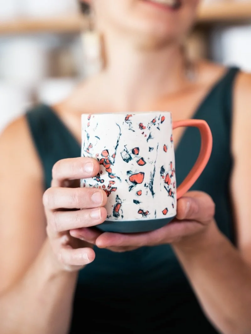 Excited to be sending this mug to @saltstoneceramics in Seattle! I&rsquo;ll be one of the 64 mugs competing in Mug Madness this year in March. I was saving it in my studio for a while after this photoshoot. 😁

You&rsquo;ll be hearing more about this