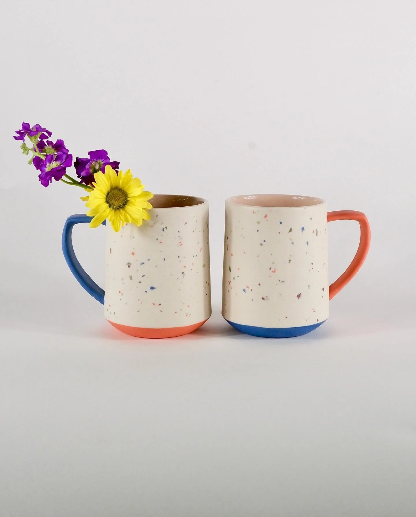 Thank you to everyone who popped by my studio last weekend for Rise &amp; Shine! It was a great day 😁

I have now officially listed all my new confetti pieces on my website. 🌸💜

#hadmademug#modernpottery#ceramicdesign#colouredclay#canadianceramics
