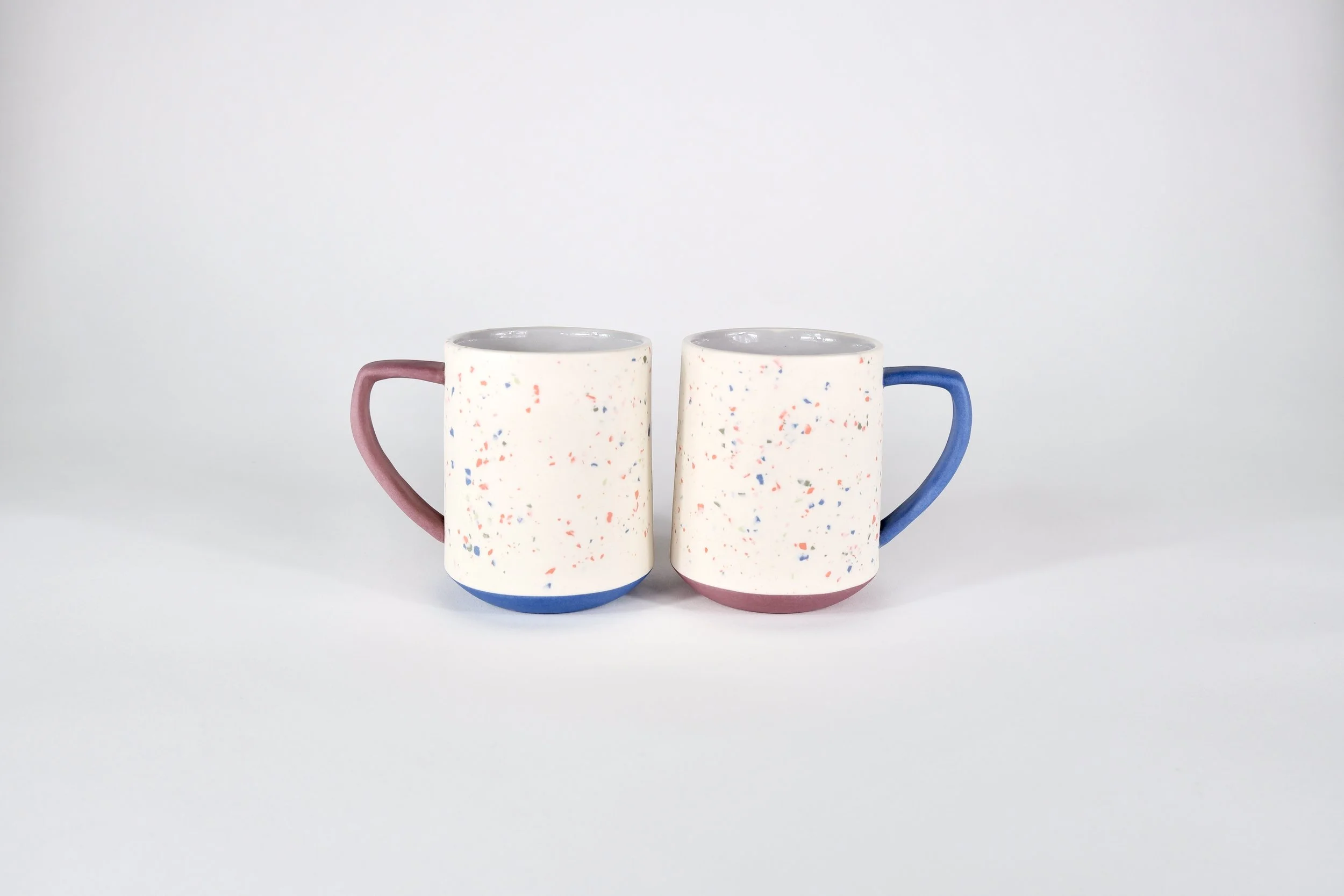 Pair of Mixed Confetti Mugs - 2 Lavender, Fuchsia & Blue