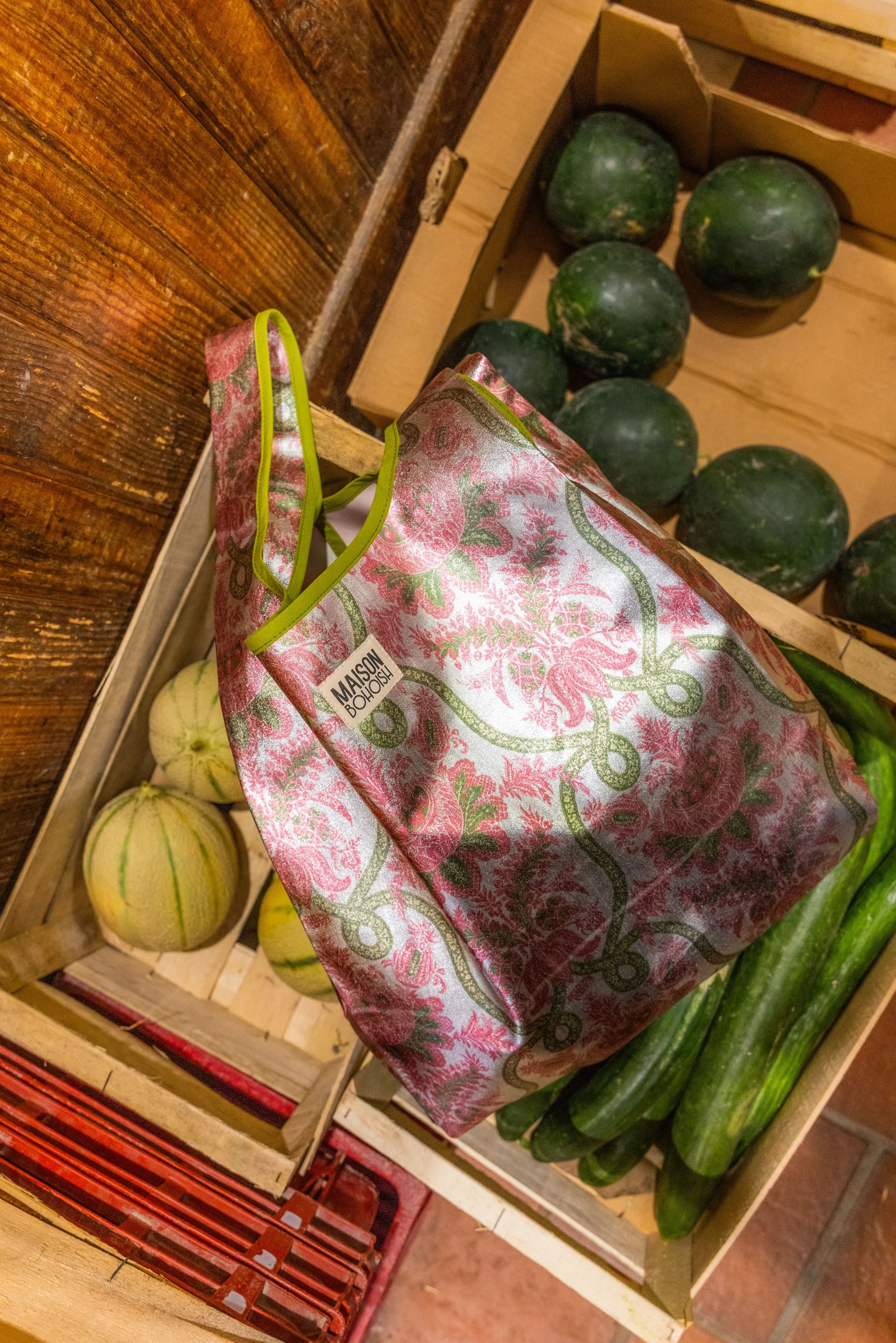 sac rose et vert