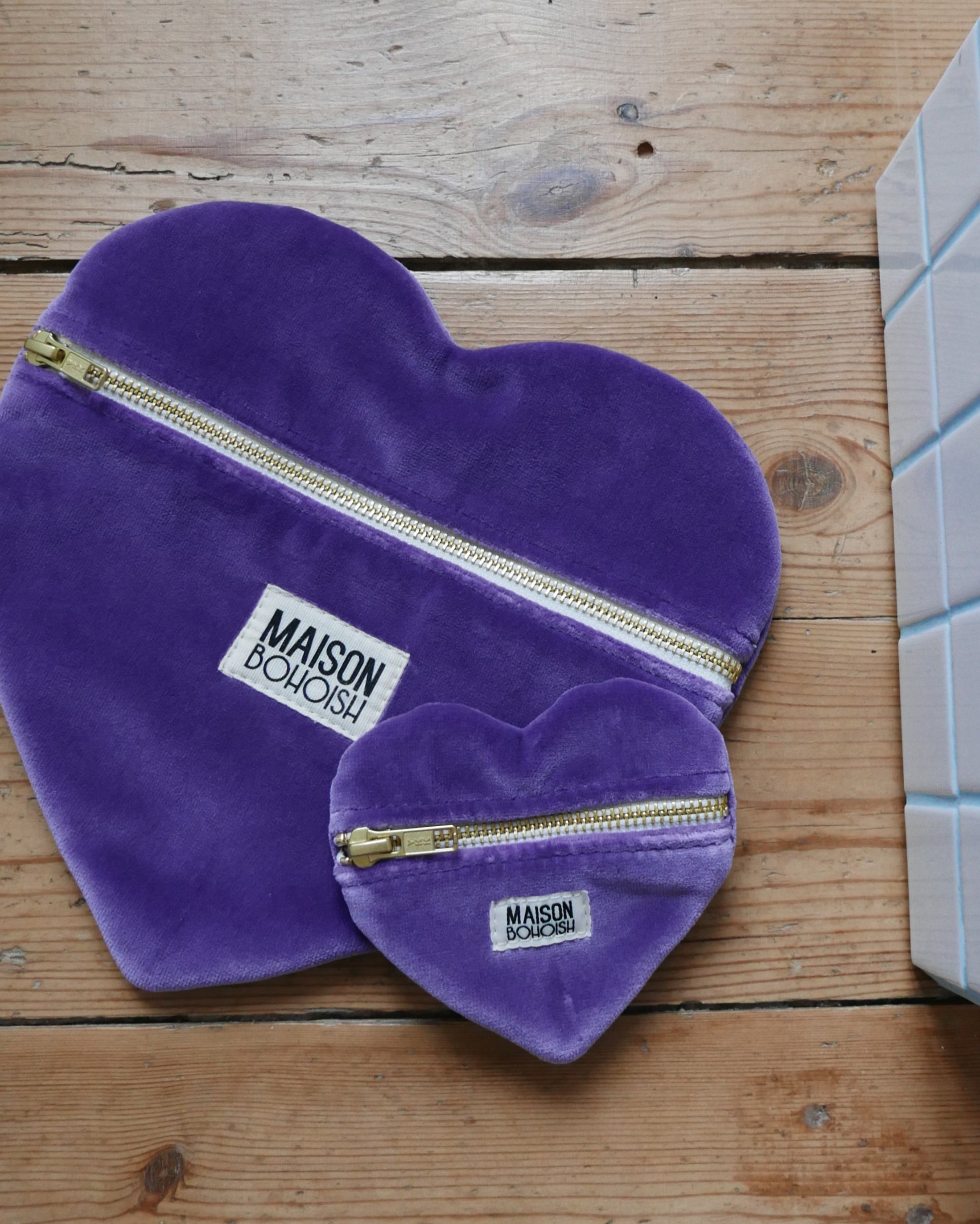 POCHETTE COEUR - VELOURS RAS LILAC