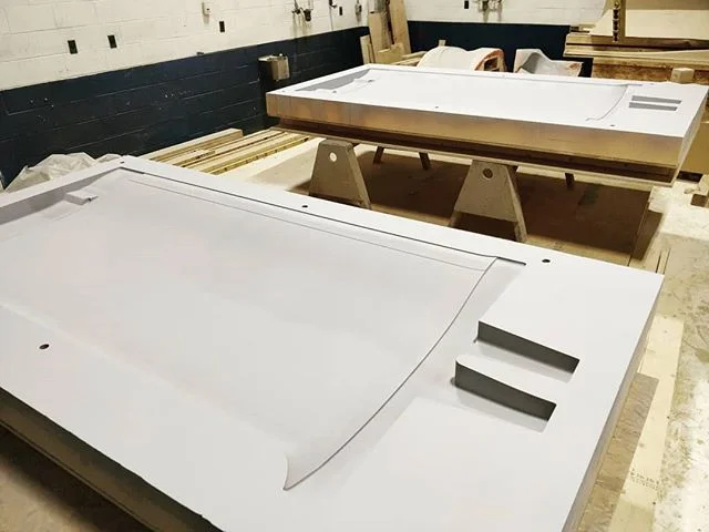 A keel mold we machined for #BrooklinBoatYard for the 55-foot Outlier. This project differed from some because after the laminates were layed up, the mold halves had to be put together to encapsulate a titanium spar and bolted together for a final infusion to make the whole thing monolithic.
#botinpartners #boatbuilding #marine #cnc #5axis #machining #manufacturing #composites #compositetooling #fiberglass #sailing #carbonfiber #madeinmaine #madeinusa #buildsomething #createeveryday