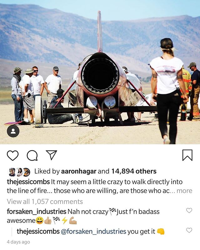 Tragic news today of the passing of @thejessicombs in a crash during an LSR attempt. The screen shot was her second to last post. She was badass and the hot rodding world lost a huge star.