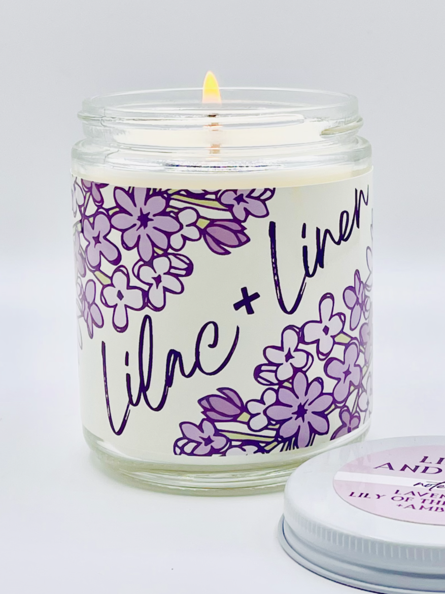 Lilac and Linen - Artisanal Hand Poured 8oz Glass Jar Candle