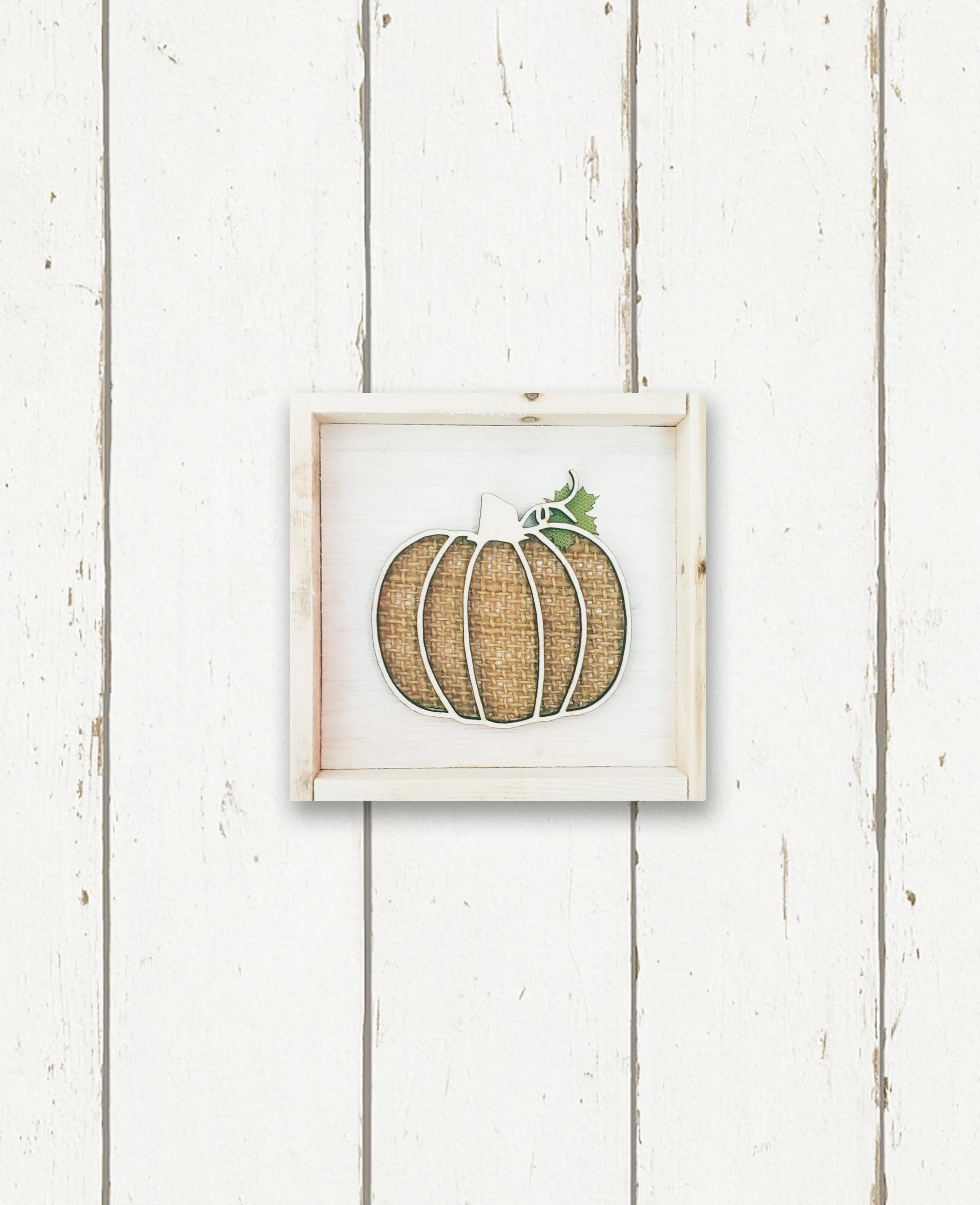 Mini Burlap Pumpkin + Shelf Sitter