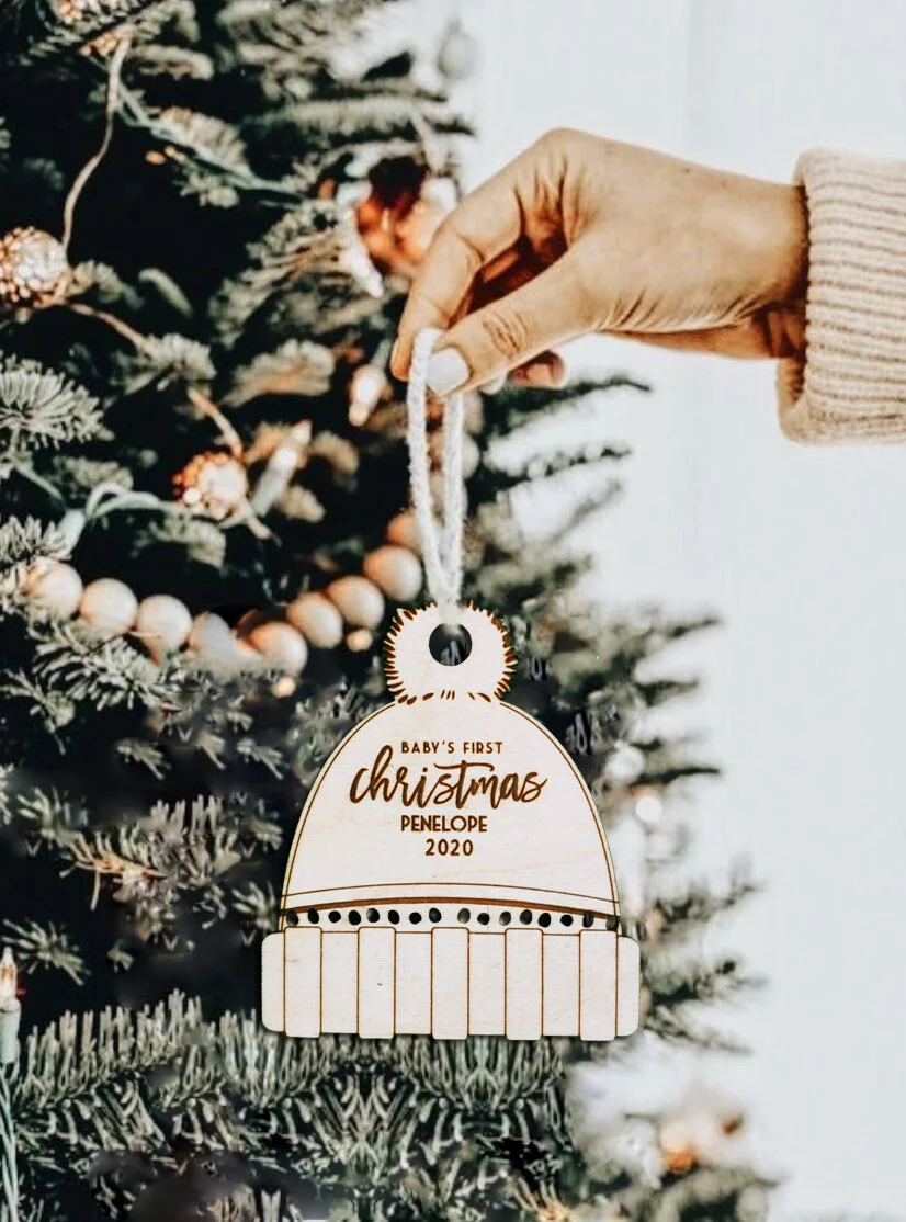 Baby's First Christmas Winter Hat Ornament (Personalized)  