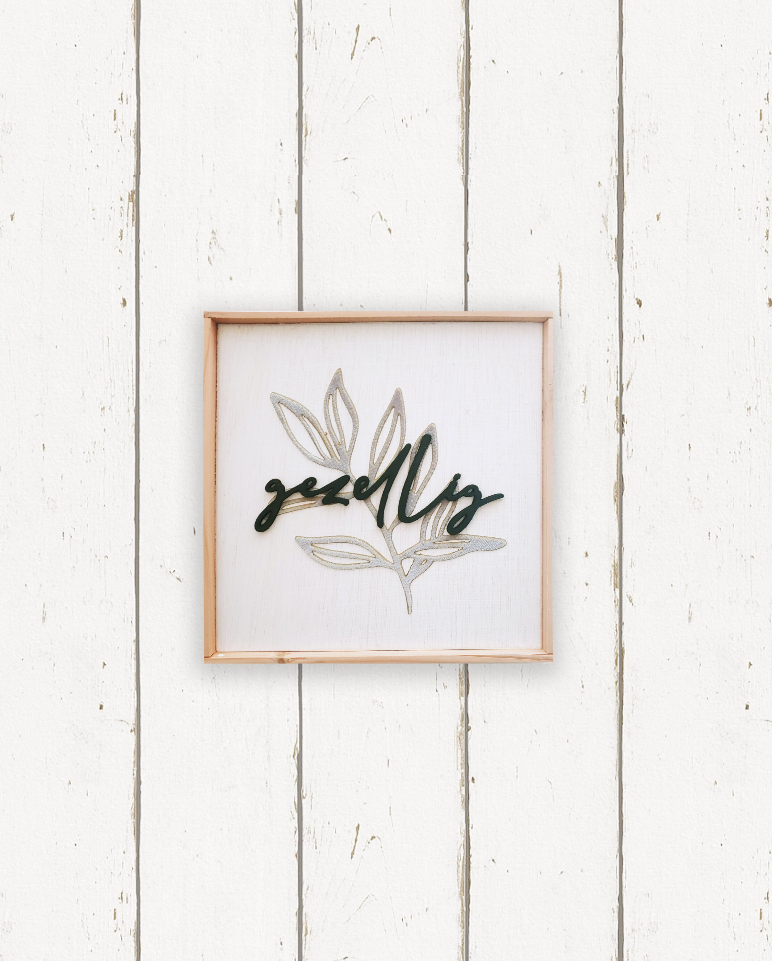 Wholesale + Gezellig Grey Velvet and Hand Painted Sign (Quantity of 5)