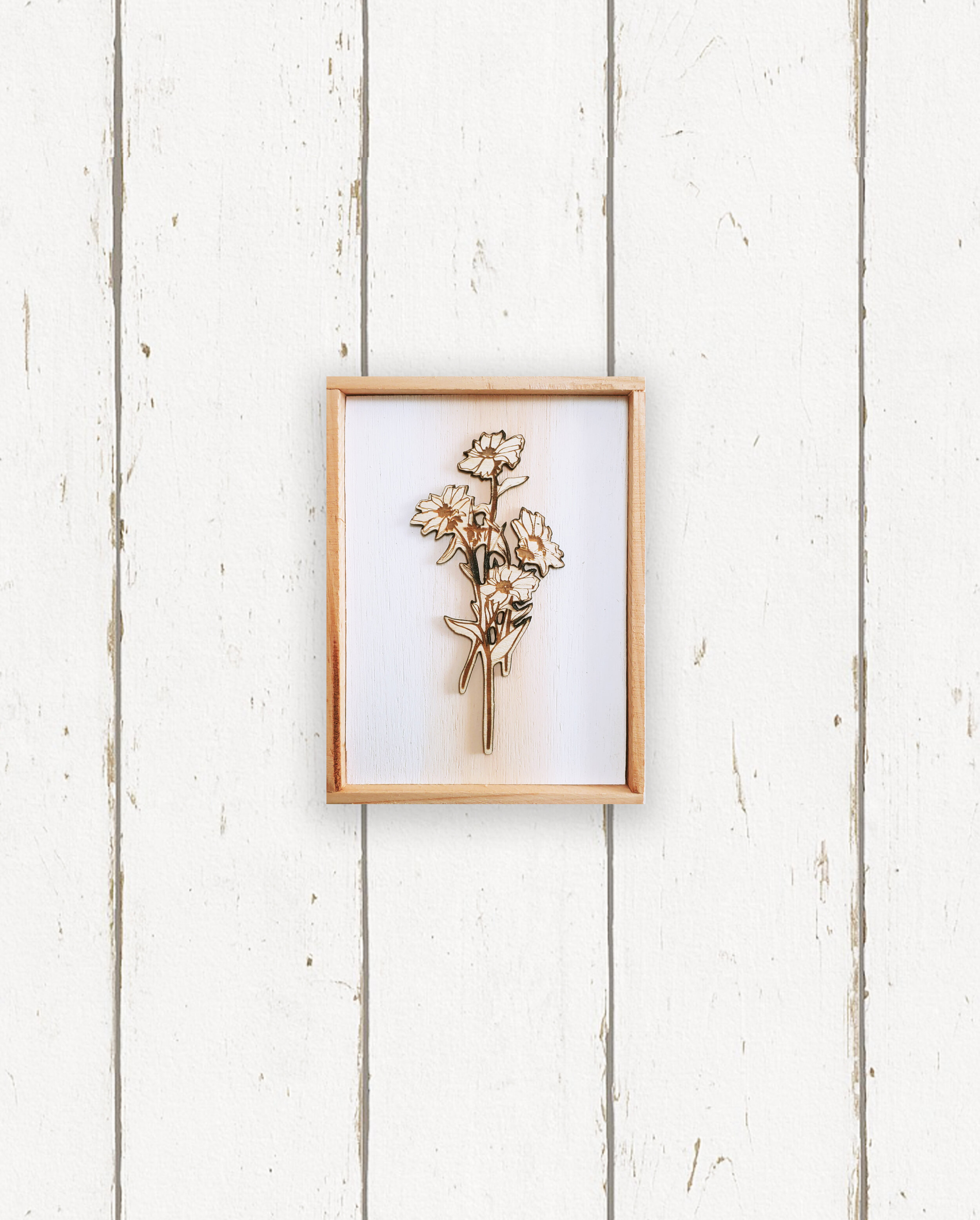 Wholesale + Taupe Wildflower Sprig Hand Painted Sign (Quantity of 6)