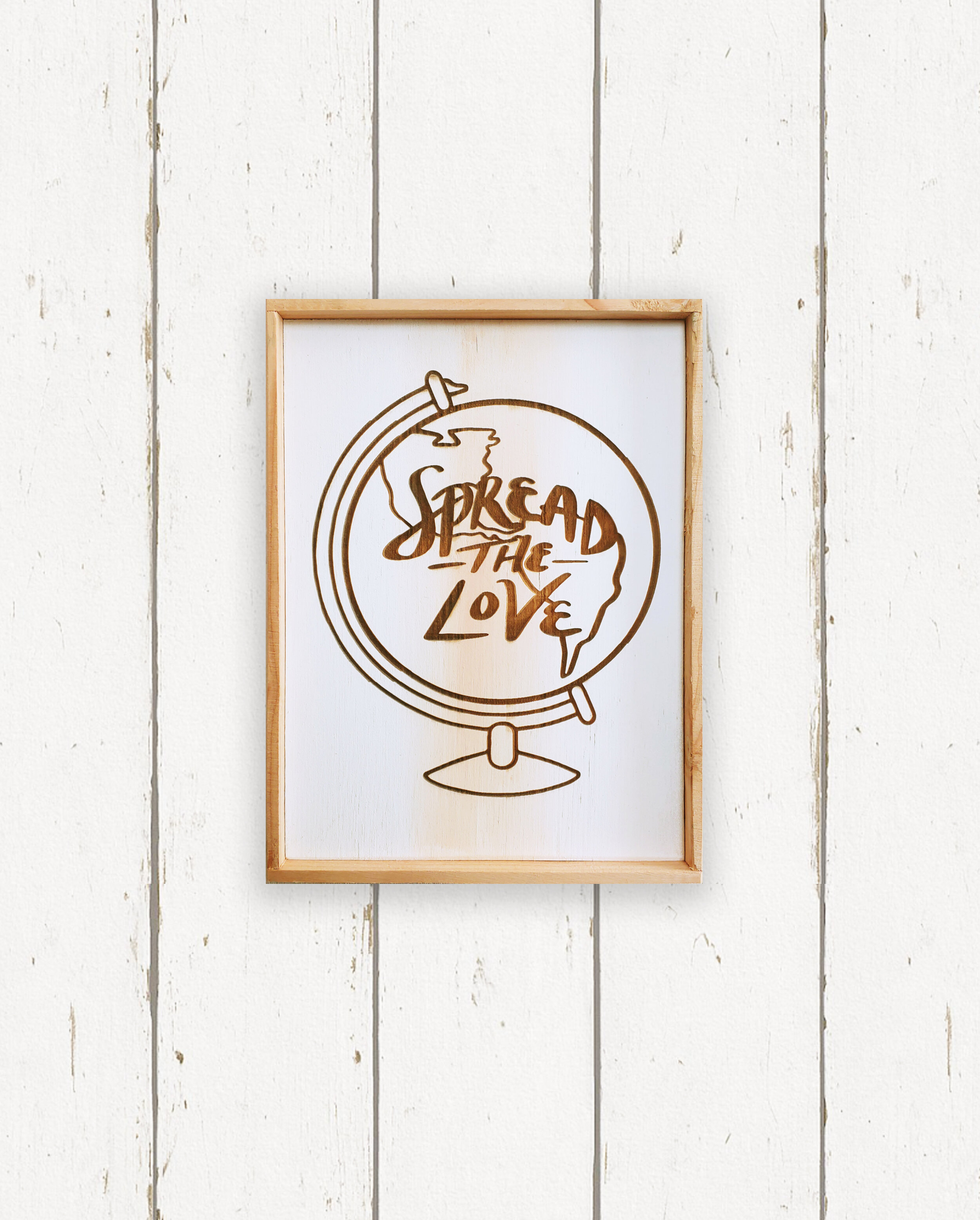 Wholesale + Spread the Love + Vintage Globe + Hand Painted Sign (Quantity of 5)