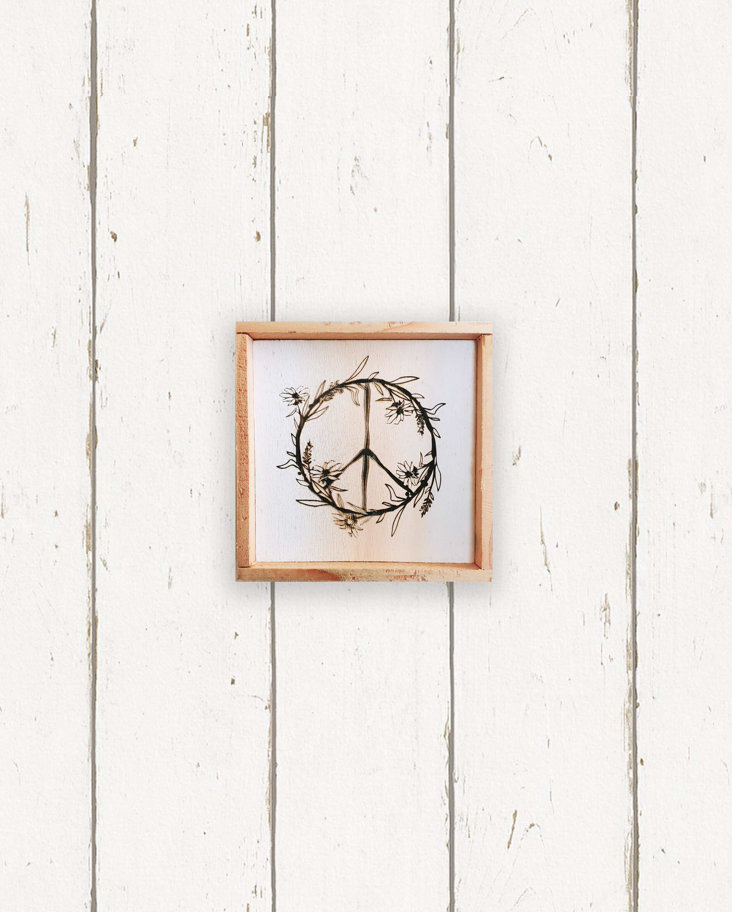 WHOLESALE + HAND PAINTED FLORAL PEACE SIGN + TAUPE MINI (QUANTITY OF 6)