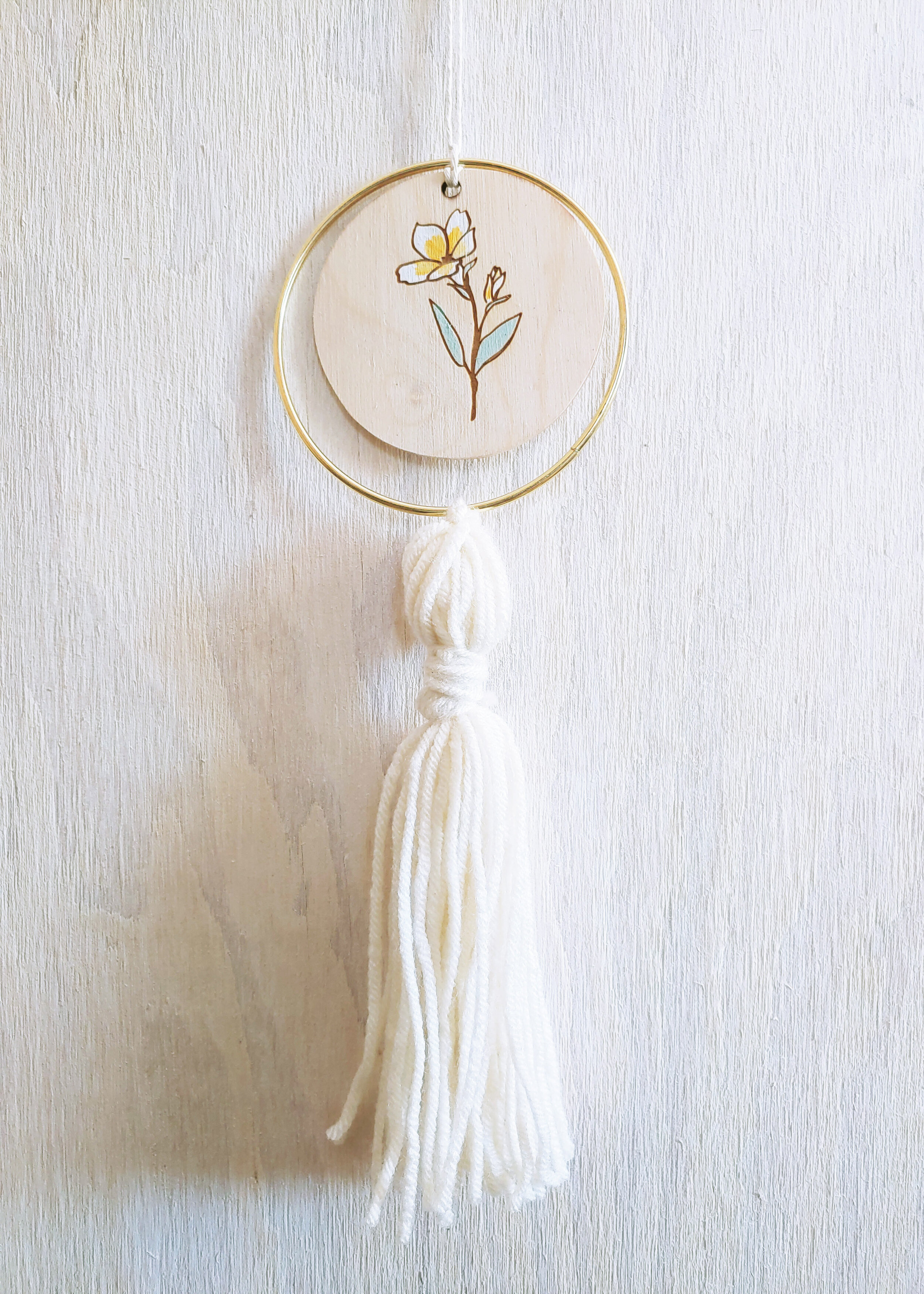 Wholesale + Hand Painted Wildflower Pendant Tassel Wall Hanging (Quantity of 5)