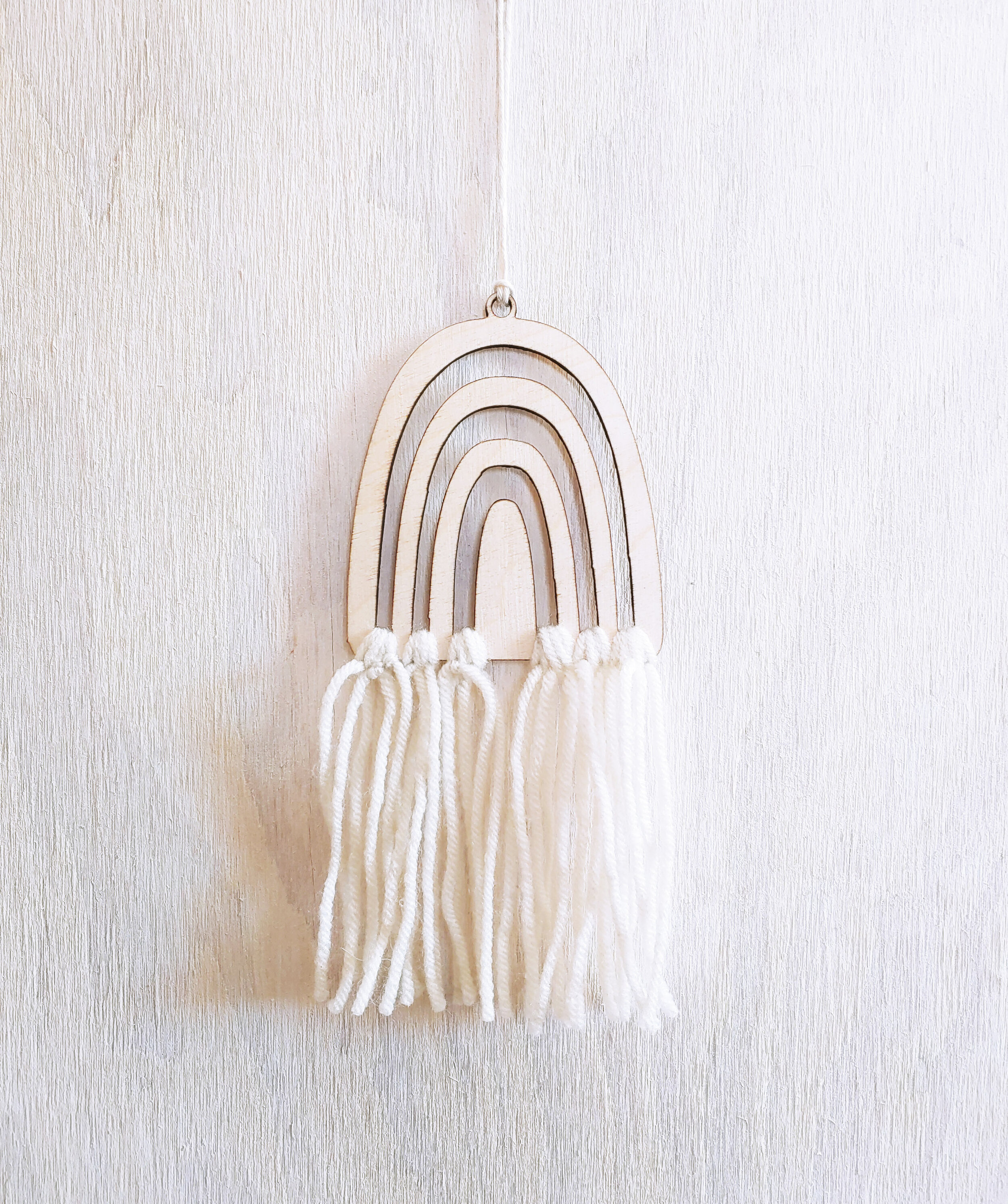 Wholesale + Medium Rainbow Arch with Fringe Wall Hanging + Off White (Quantity of 5)