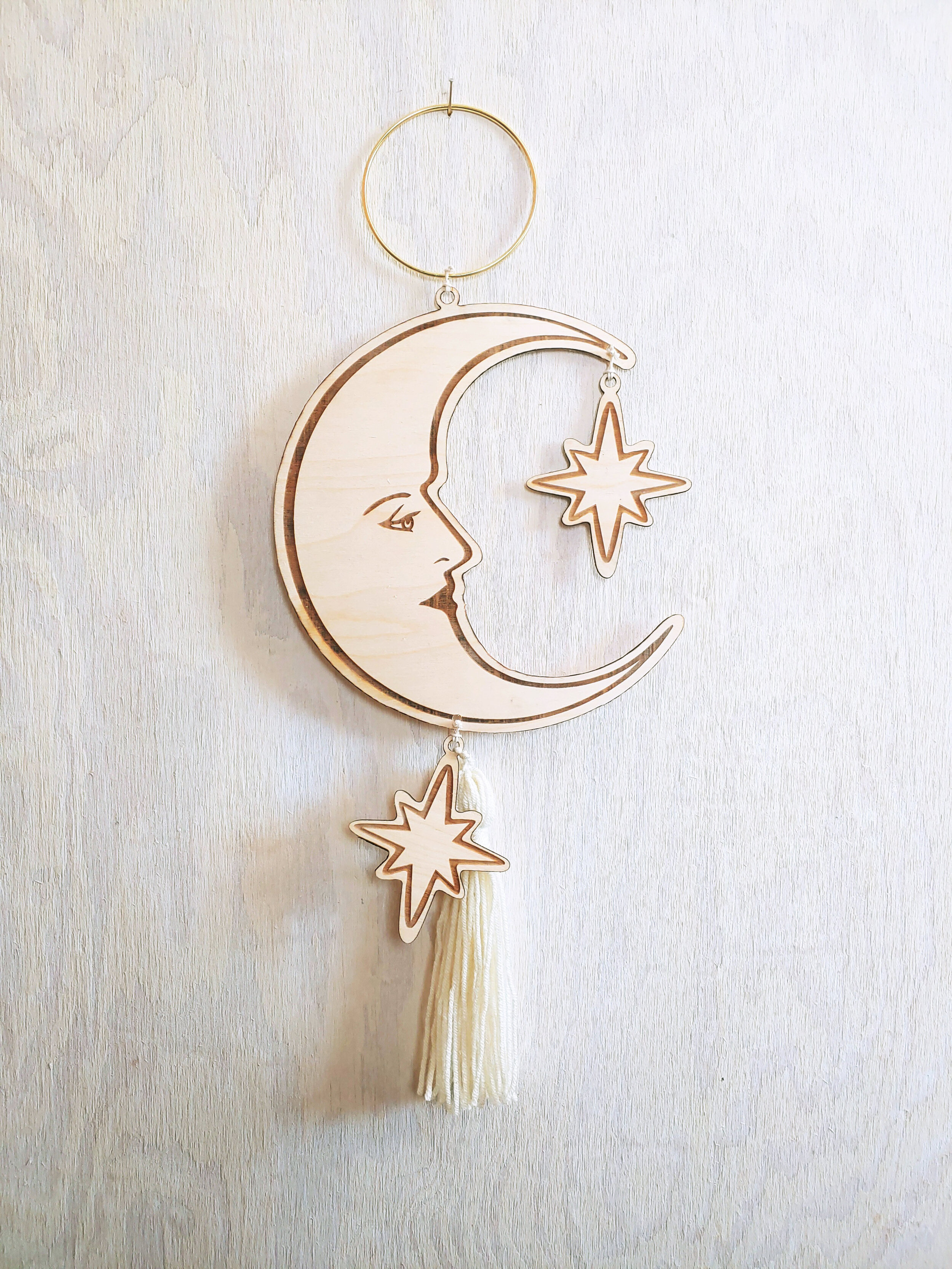 Wholesale + Moon and Stars Tassel Wall Hanging (Quantity of 5)