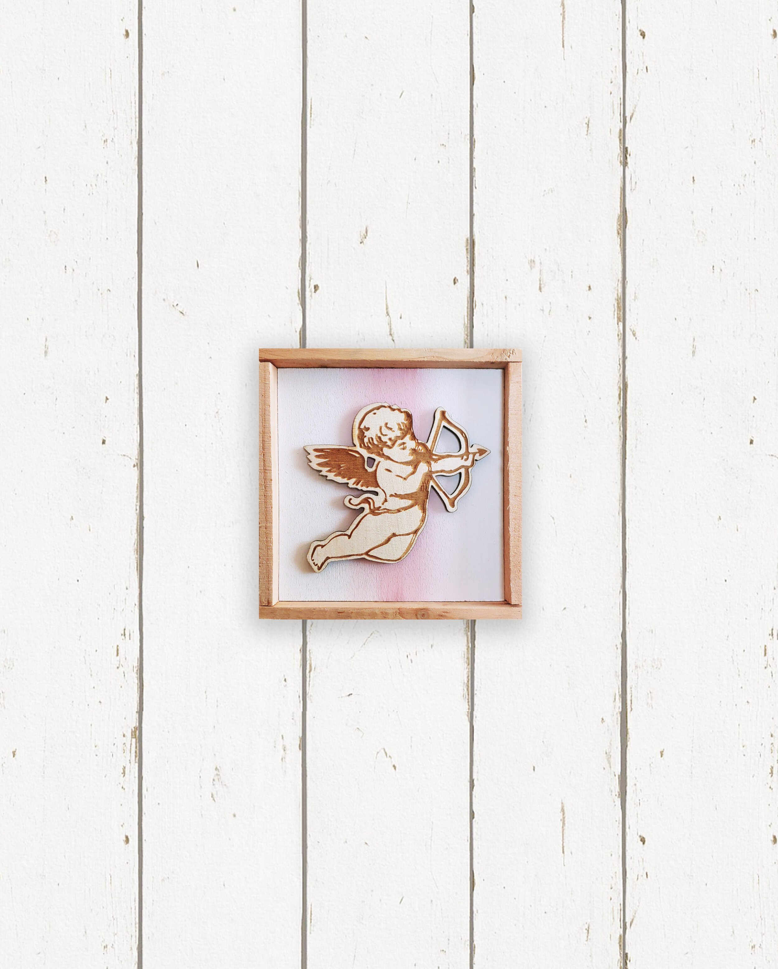Wholesale + Pink Hand Painted Cupid Sign (Quantity of 6)