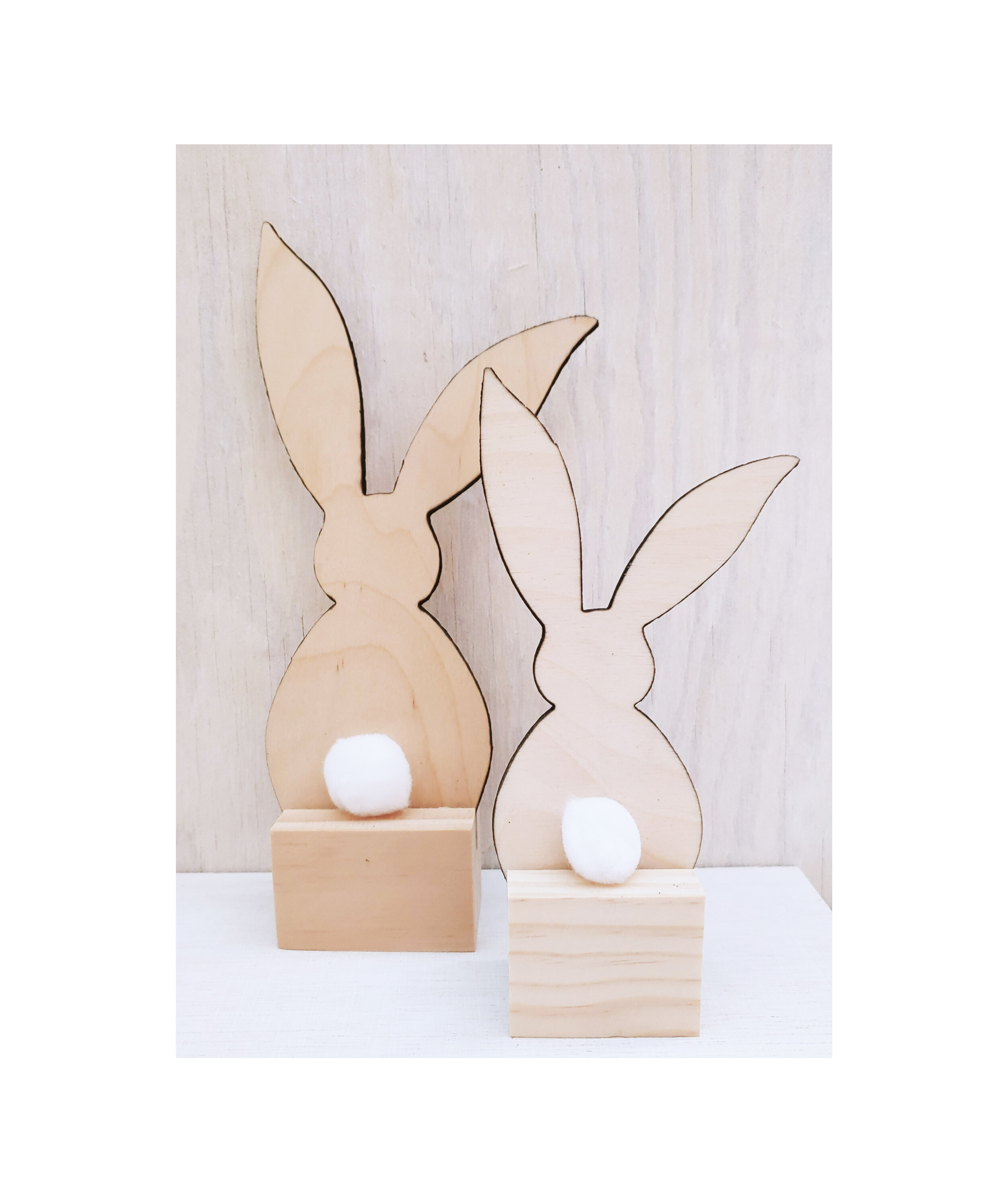 Wholesale + Standing Birch Easter Bunnies with Pom Pom Tails (Quantity of 6)