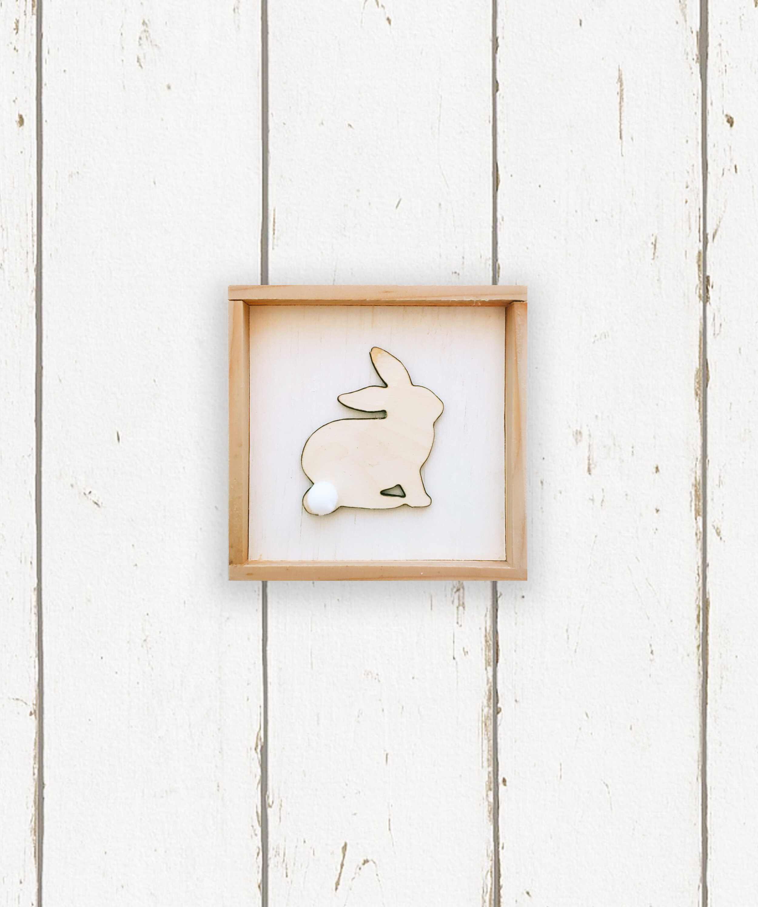 Wholesale + Wooden Easter Bunny Pom Pom Sign (Quantity of 6)