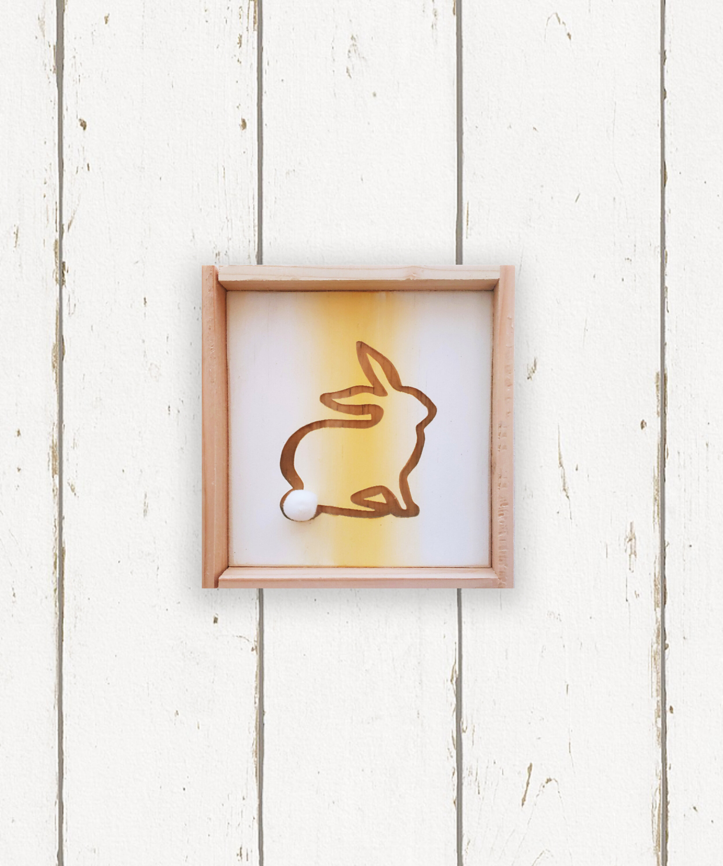 Wholesale + Hand Painted Easter Bunny Sign - Yellow (Quantity of 6)