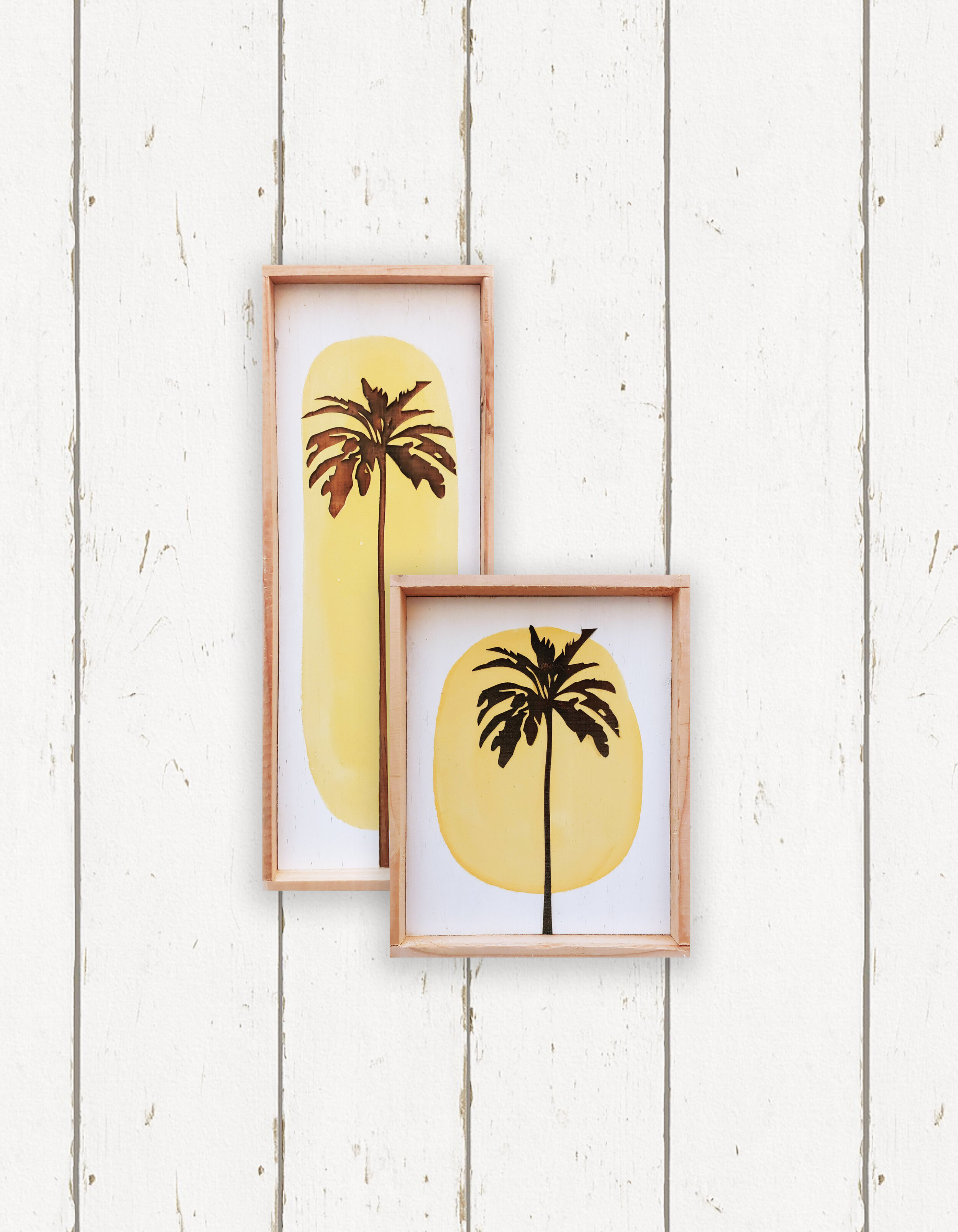 Wholesale + Yellow Tropical Palm Trees - Hand Painted Signs (Quantity of 5)