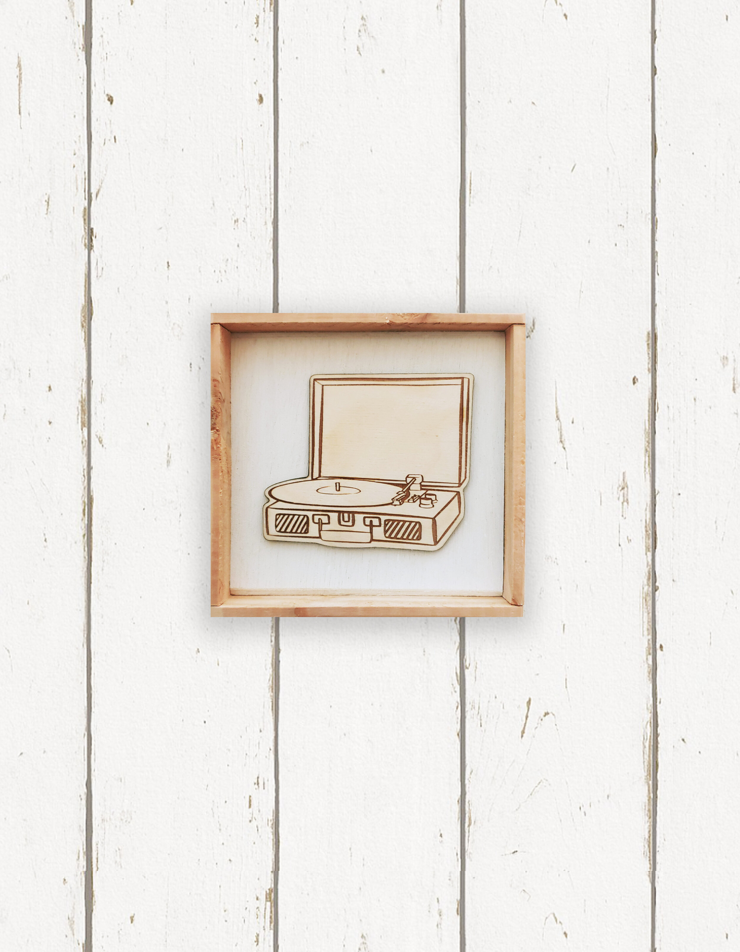 Wholesale + Vintage Style Wood Record Player - Hand Painted Sign (Quantity of 5)