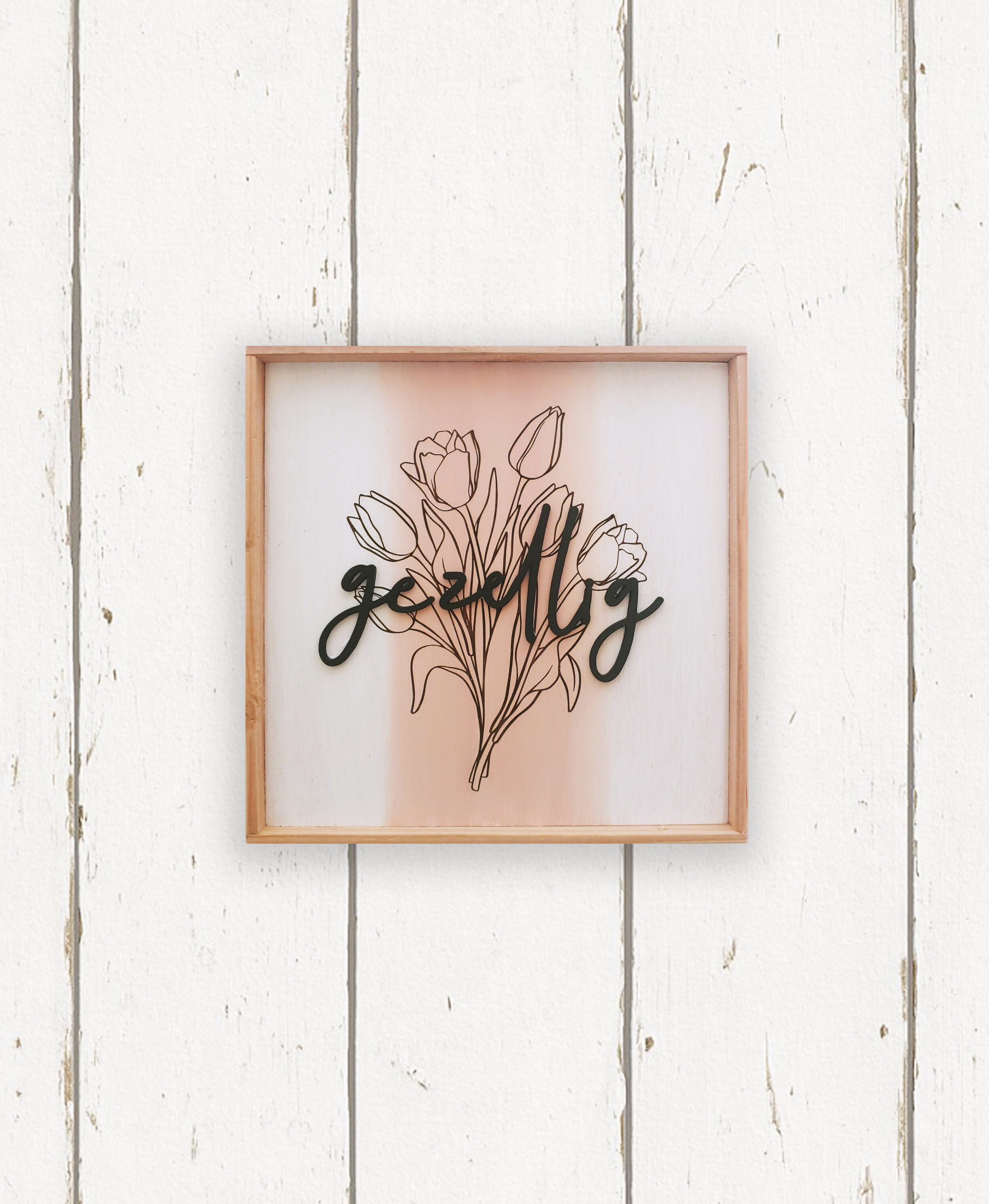Wholesale + Gezellig Tulip Bouquet Hand Painted Sign (Quantity of 5)