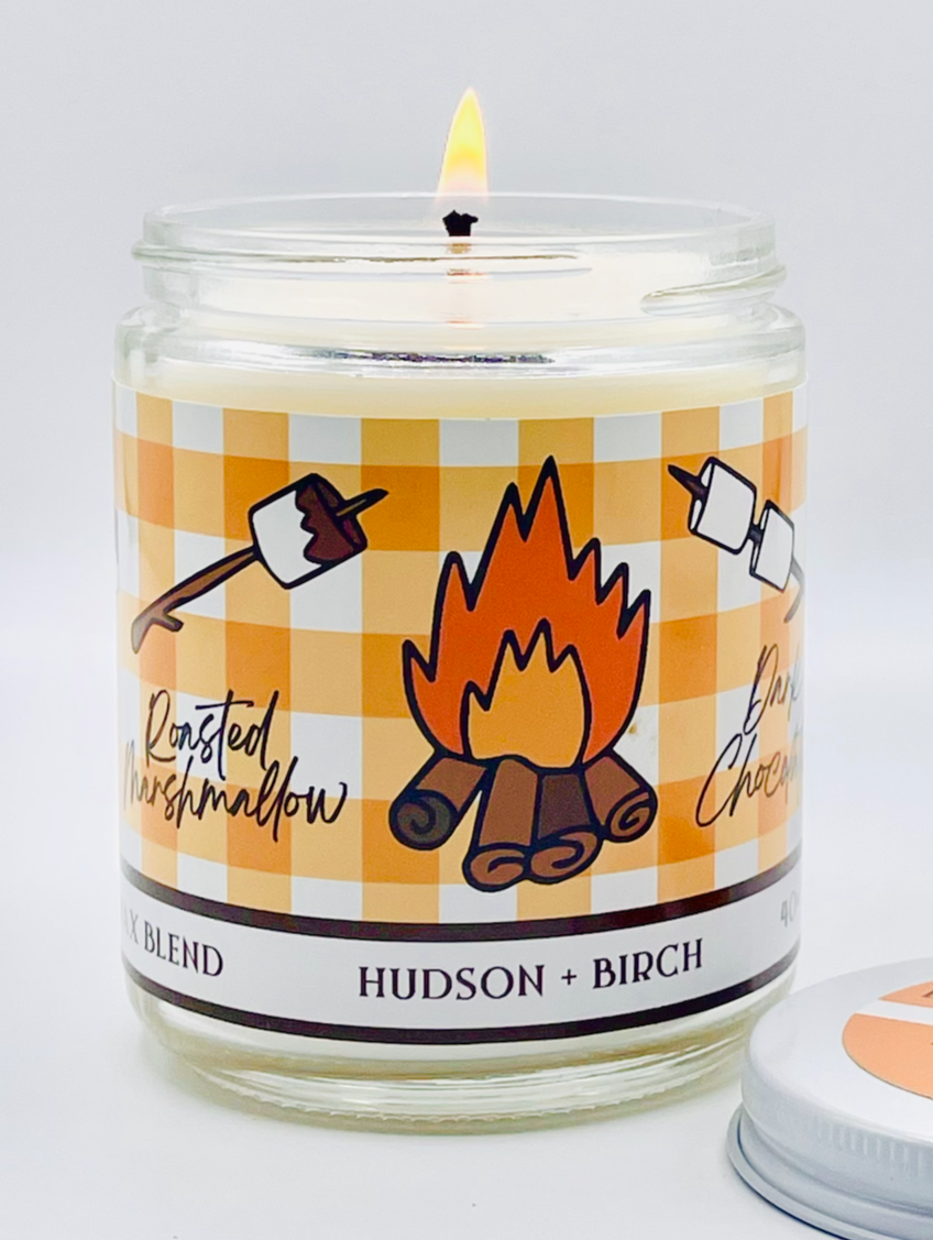 Roasted Marshmallow and Dark Chocolate - Artisanal Hand Poured 8oz Glass Jar Candle