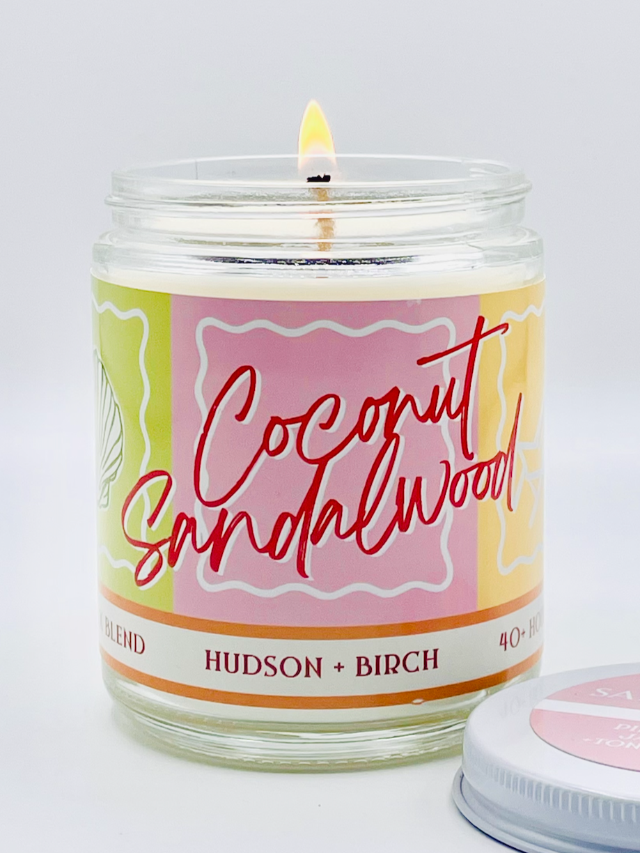 Coconut Sandalwood - Artisanal Hand Poured 8oz Glass Jar Candle