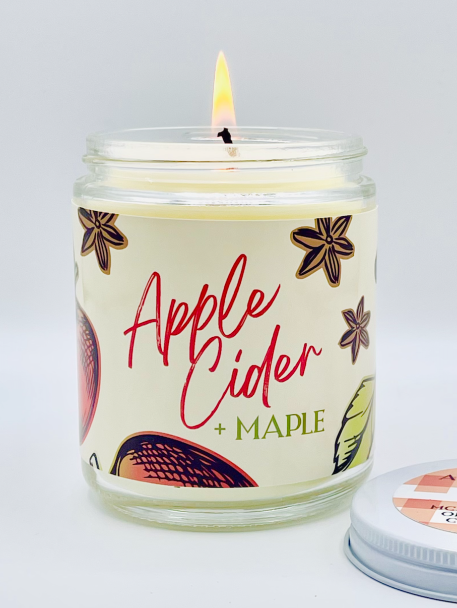 Apple Cider and Maple - Artisanal Hand Poured 8oz Glass Jar Candle
