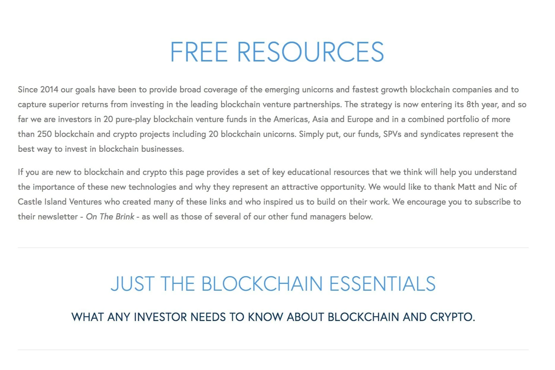 JUST THE BLOCKCHAIN ESSENTIALS