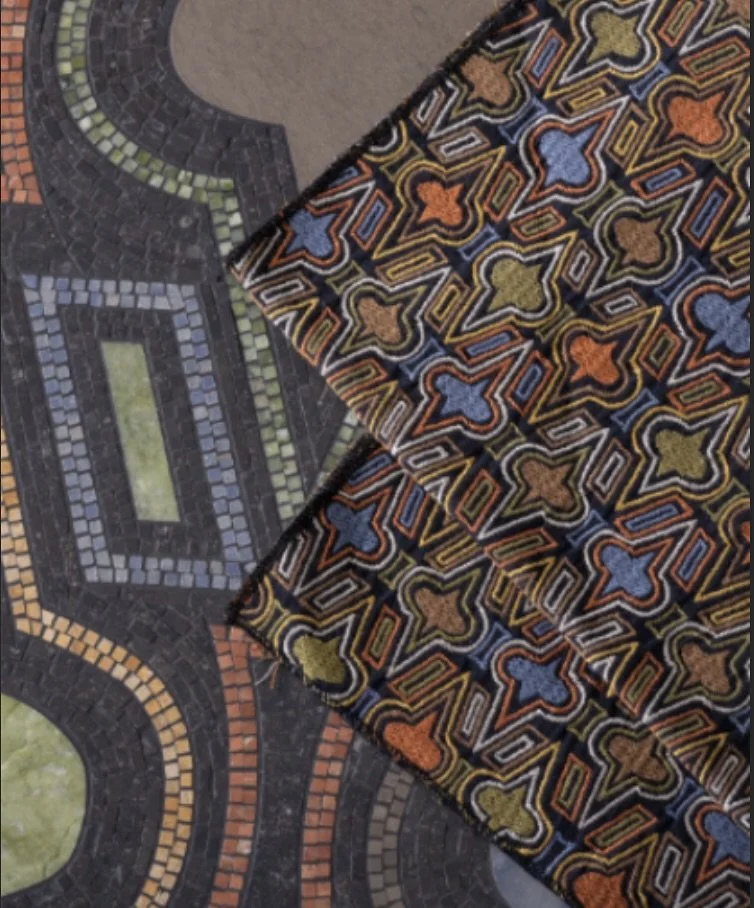 Casino Royale reimagines a signature textile from industry icon Donghia as a striking multicolor mosaic and waterjet design. Come see it in person - it&rsquo;s in the studio now.