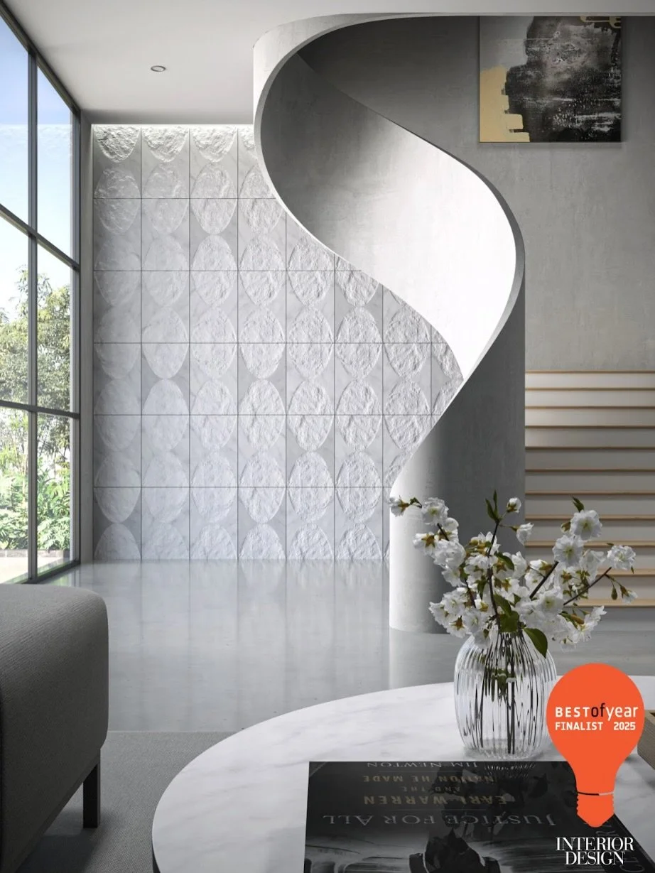 Congratulations to @artistic_tile for being named a 2025 Best of Year finalist by @interiordesignmag for this  standout collection.

In collaboration with stone artist @ruchika_grover, Phases is a sculptural collection that explores light, shadow, an